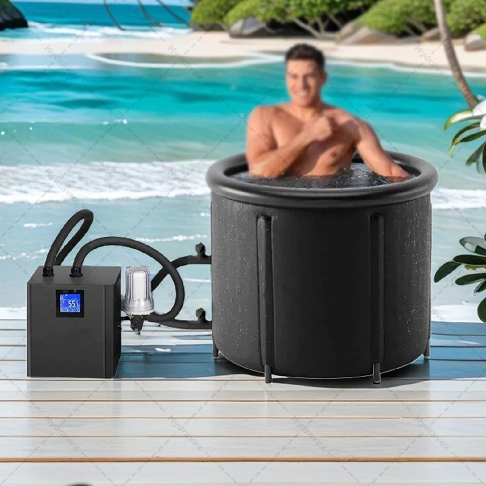 Refrigeratore d'acqua per vasche da bagno di ghiaccio, refrigeratore d'acqua per vasche da bagno di ghiaccio con telecomando e pompa dell'acqua con filtro esterno, per vasche da bagno DoubleWaterPump