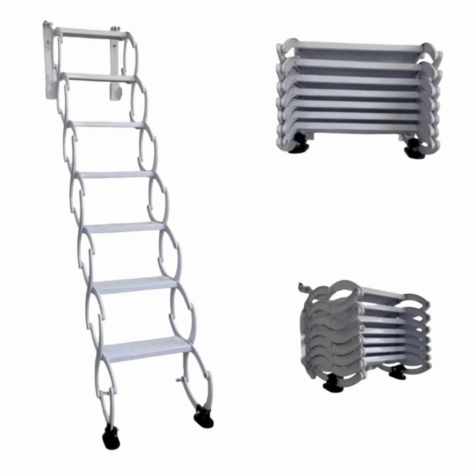 Scala pieghevole a parete, scala retrattile per soffitta per accesso soffitta, sistema di montaggio a soffitto portatile, design telescopico in acciaio, capacità 300 kg
