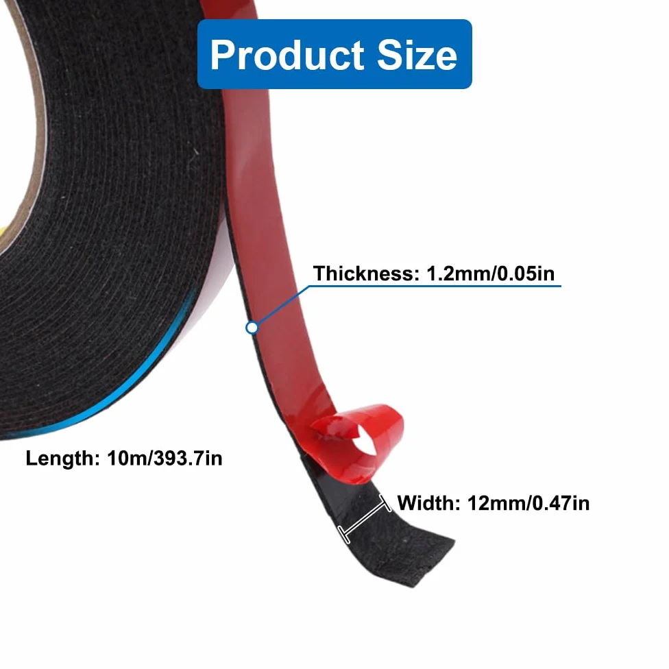 2 Rotoli Scotch Biadesivo Extra Forte,12mm×10m Nastro Biadesivo Forte Impermeabile,3M Biadesivo Extra Forte, Resistente alle Alte Temperature,per Decorazioni, Auto, Riparazioni, Fissaggi (nero)