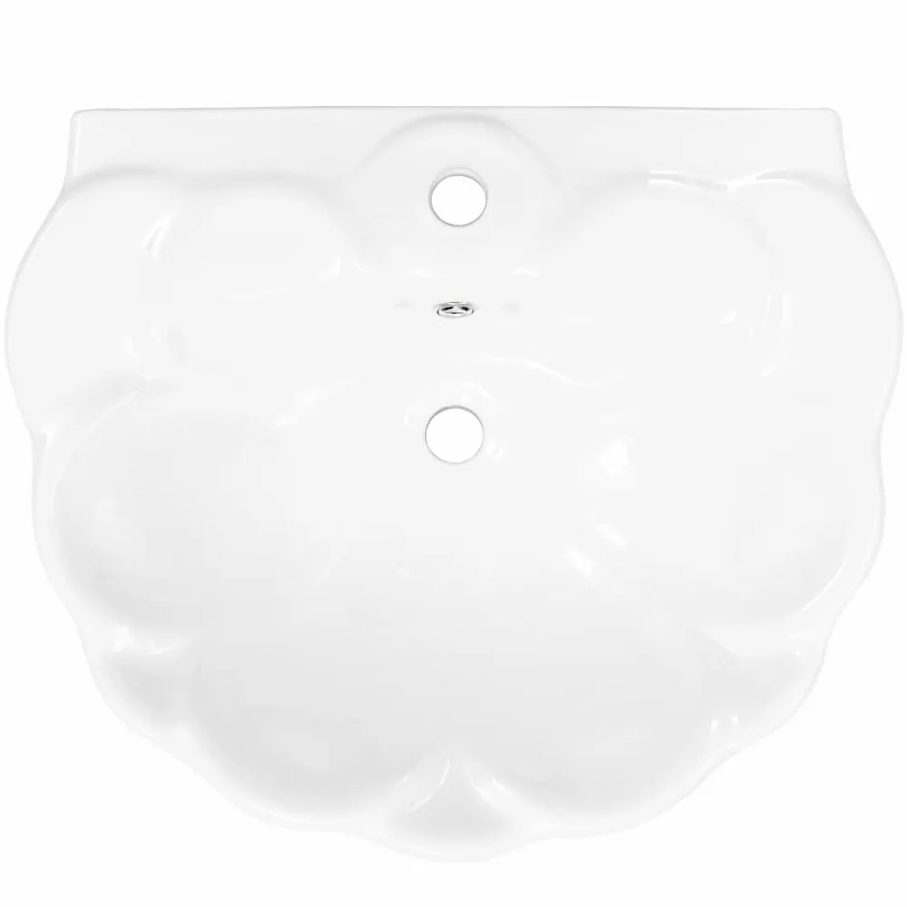 vidaXL Lavabo indipendente con piedistallo con troppopieno bagno in ceramica guardaroba bagno per gli ospiti bagno lavabo a mano ciotola bianca 580 x 510 x 200 mm