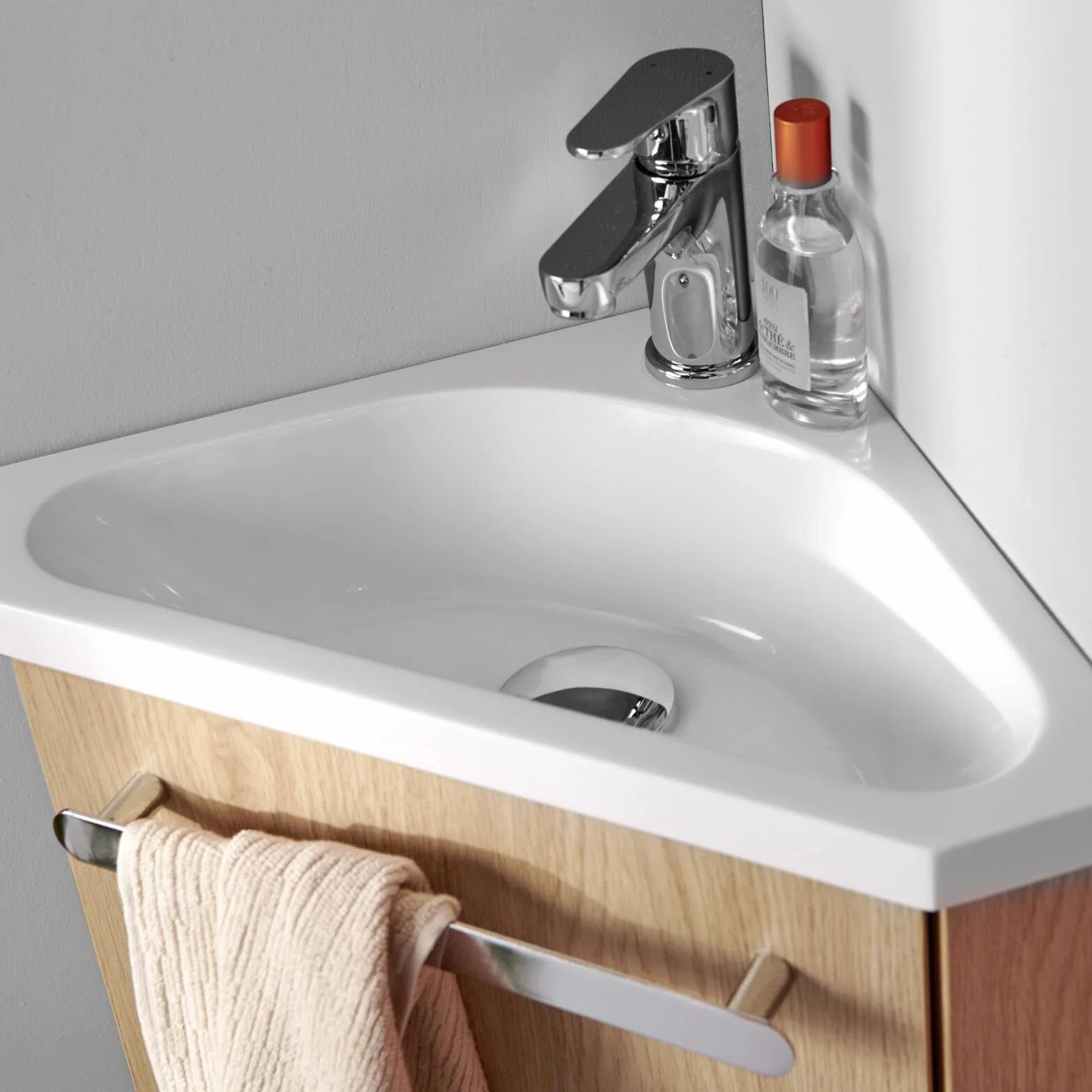 Mob-In - Lavamani angolare SKINO con lavabo in resina L 35 x H 53 x P 35 cm