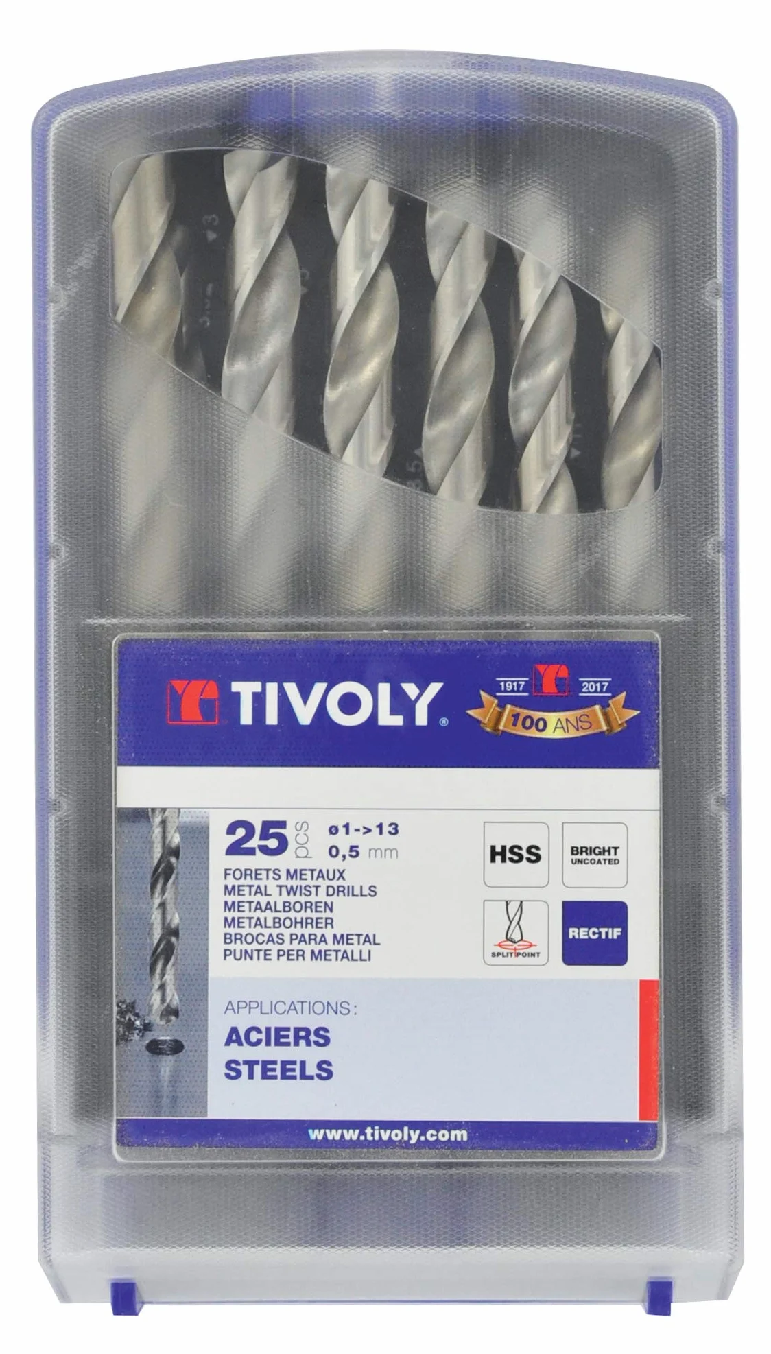 Tivoly 11451070017 - Set di 25 punte per trapano in metallo HSS