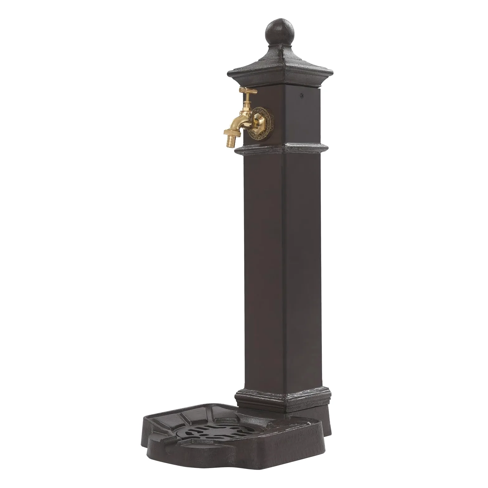 Colonna d'acqua marrone ruggine per esterni, con rubinetto, fondo autoportante, colonna d'acqua retrò, per giardino, fattoria, salice, cortile, 33 x 29,5 x 74 cm