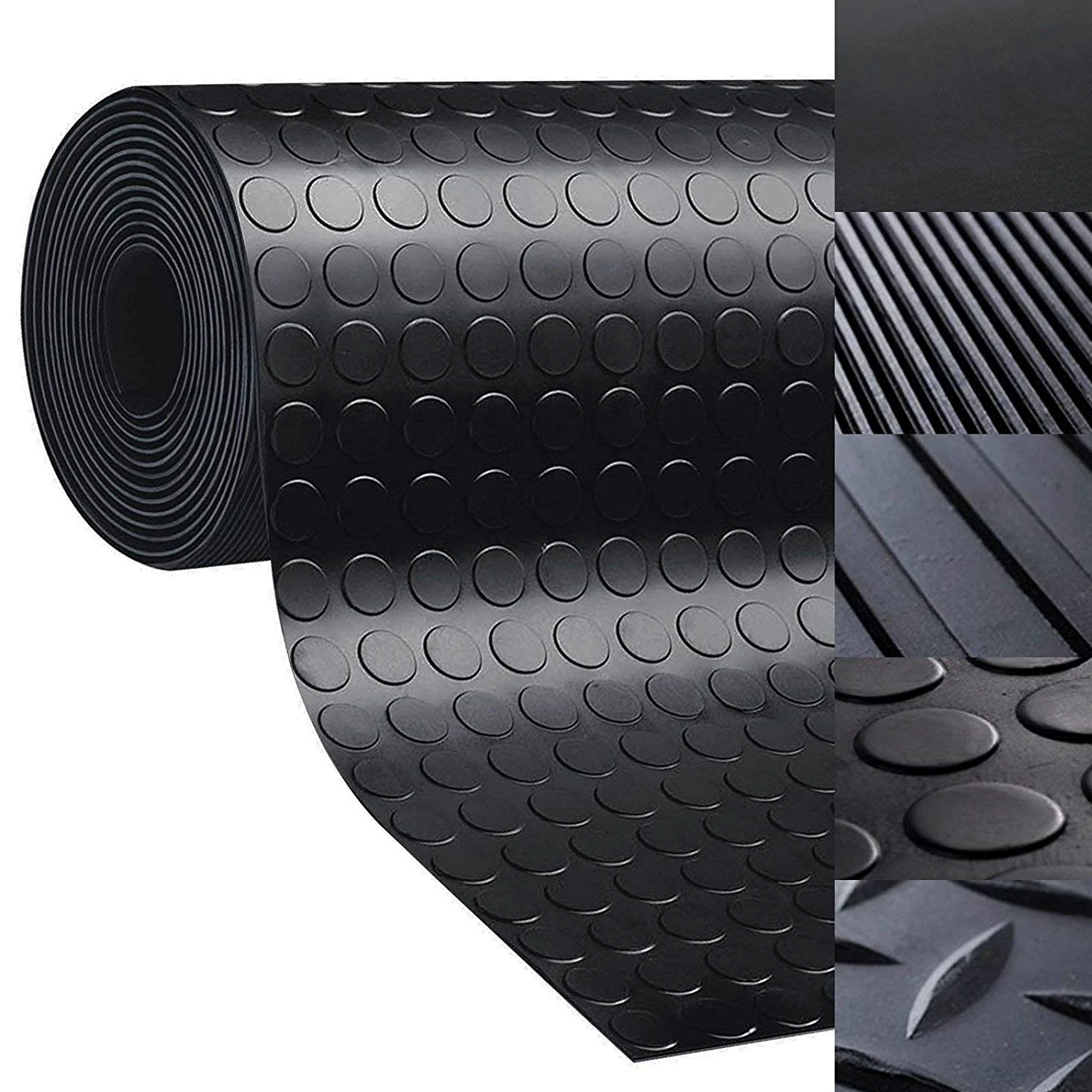 Floordirekt Tappetino in gomma – Piastra in gomma antiscivolo - Adatto come tappetino per garage o tappetino da lavoro (1,5 x 3 m, piedini piatti, spessore: 3 mm)