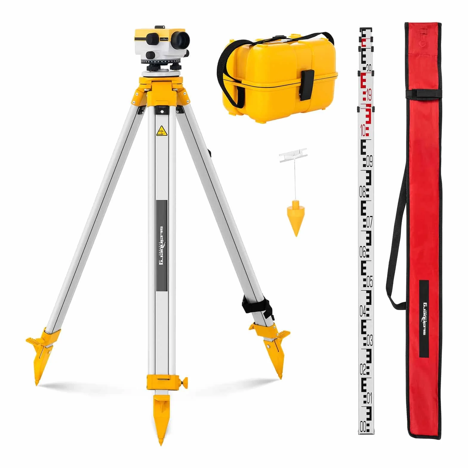 Steinberg Systems Livello Ottico Livellatore con Stativo e Stadia SBS-LIS-32/40 (32x, 40 mm, 1 mm, Compensatore ad aria)