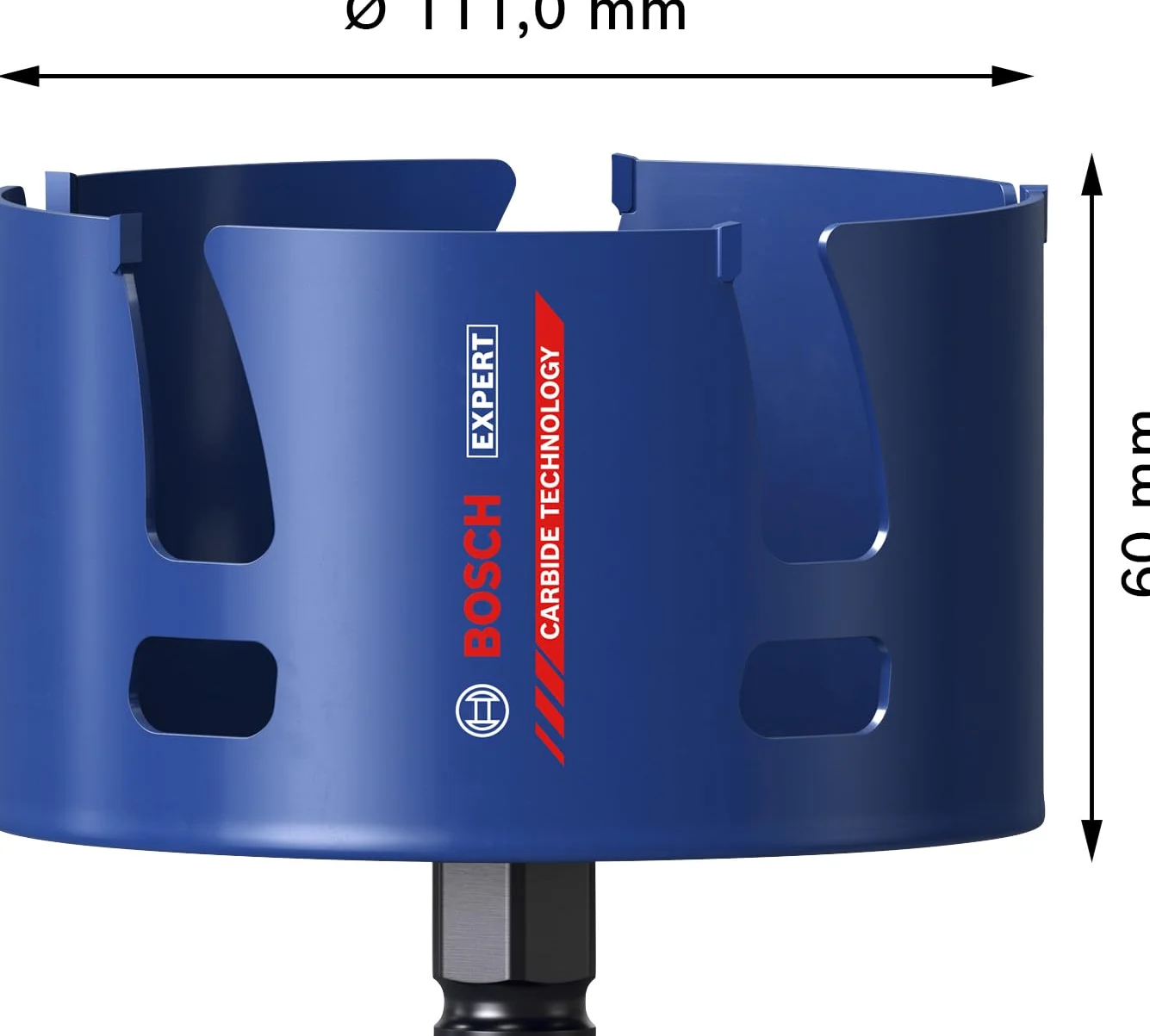 Bosch 1x Sega a tazza EXPERT Construction Material PC Plus (per Legno tenero, Truciolato, Ø 111 mm, Professional Accessorio Trapanoi)