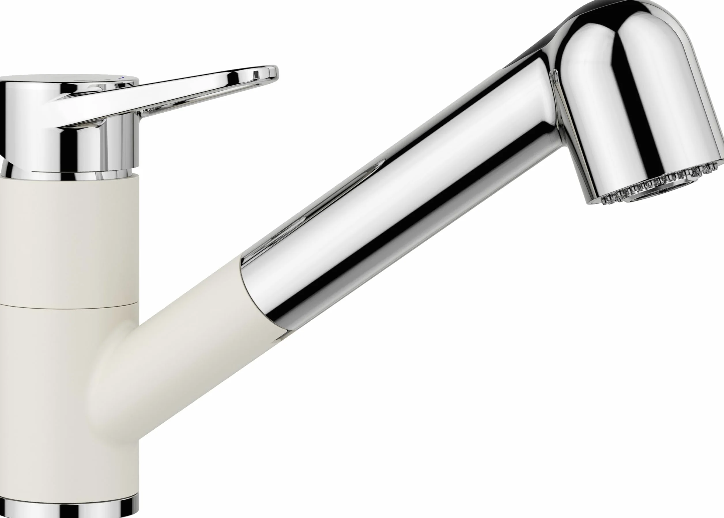 BLANCO WEGA-S II Softbianco/cromato | Alta pressione | Con tubo estraibile | Dispositivo di prevenzione del riflusso | Cartuccia in ceramica | Qualità sicura dell'acqua e risparmio idrico