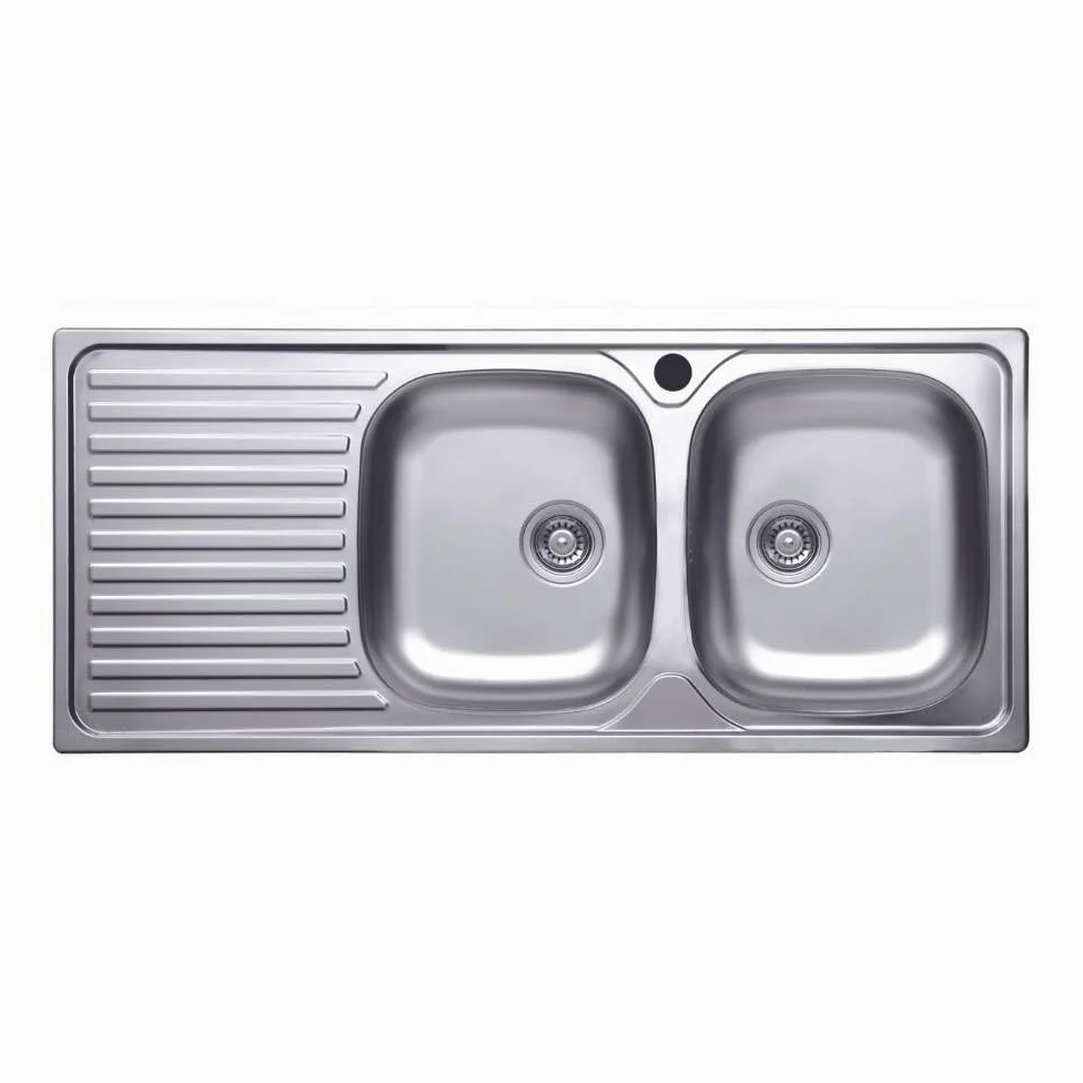 Lavello cucina due vasche acciaio da incasso gocciolatoio sx 50x116 cm