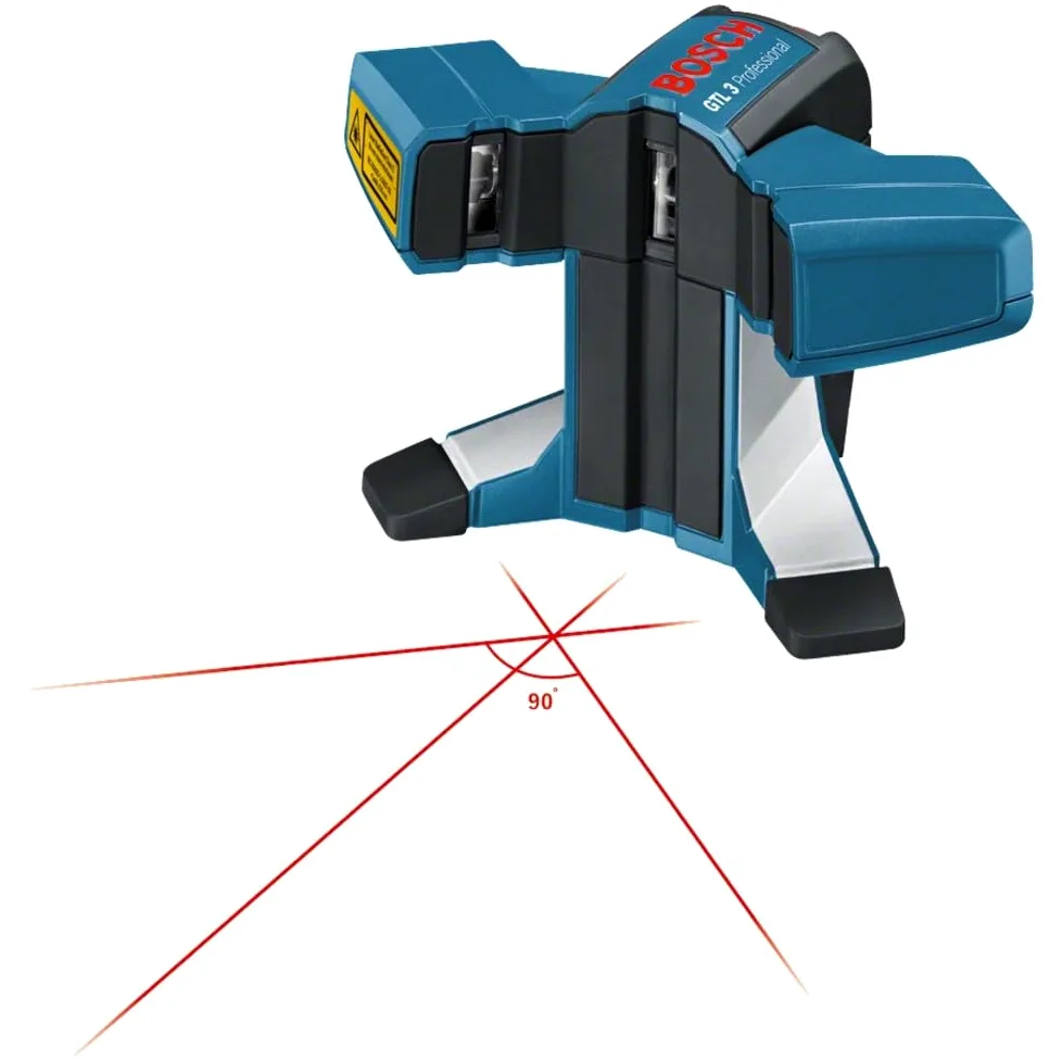 Bosch Professional GTL 3 Livella Laser per Piastrelle, 4 x Pile AA, Custodia Protettiva, Protezione da Polvere e Spruzzi IP 54, Piatto di Allineamento, Raggio d'Azione: 20 m