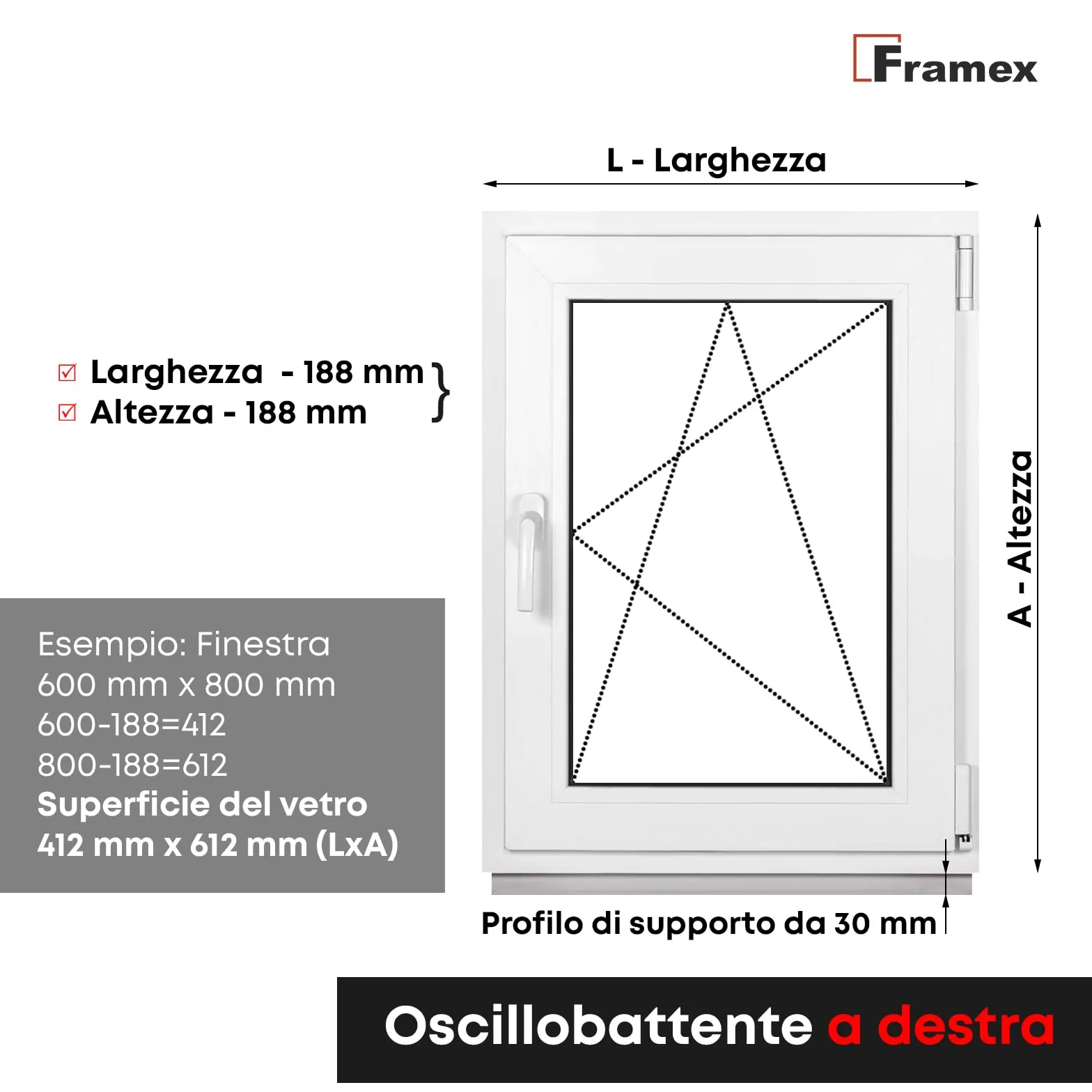Finestra per Cantina, Piccola Finestra, Bianca, Larghezza x Altezza: 50 x 50 cm (500 x 500 mm), Triplo Vetri (32 mm), Anta-Ribalta, Girevole DIN Destra – Premium