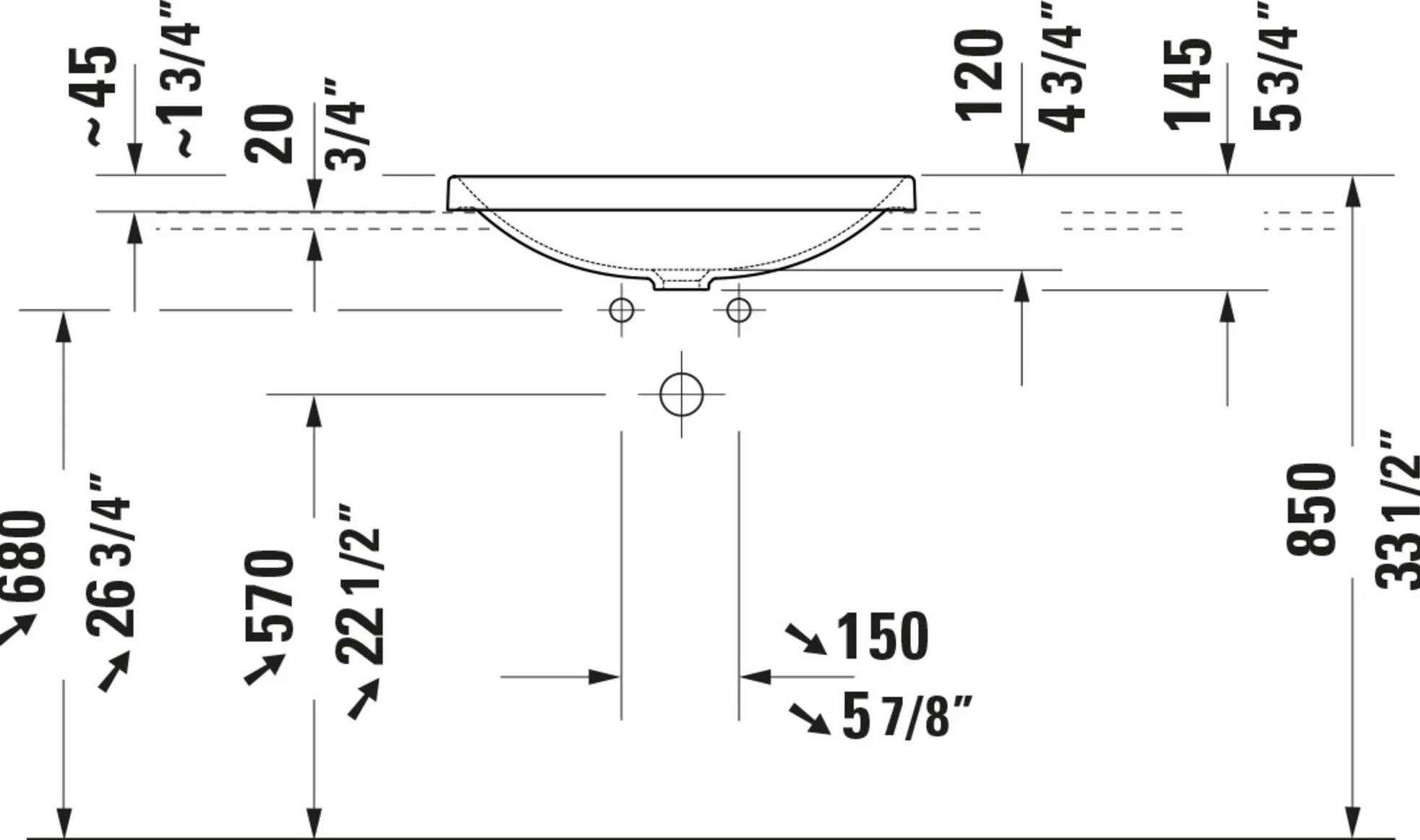 Duravit D-Neo lavabo encastré, 600x440mm, sans trou pour robinet, sans trop-plein, blanc brillant, poli, 0358600079, 0358600079