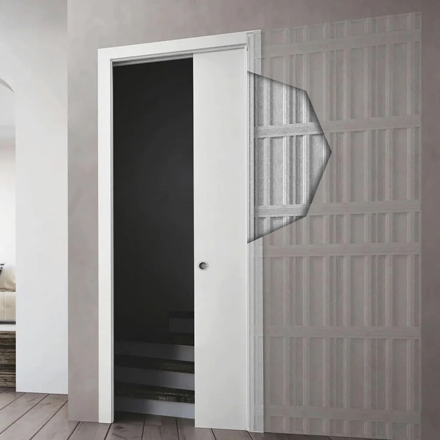 ALLINOX Controtelaio Per Porte Scorrevoli Anta Unica In Acciaio ZINCATO Per Cartongesso Sistema Porta a Scomparsa Telaio Salvaspazio Da Interno MADE IN ITALY (700x2100x100)