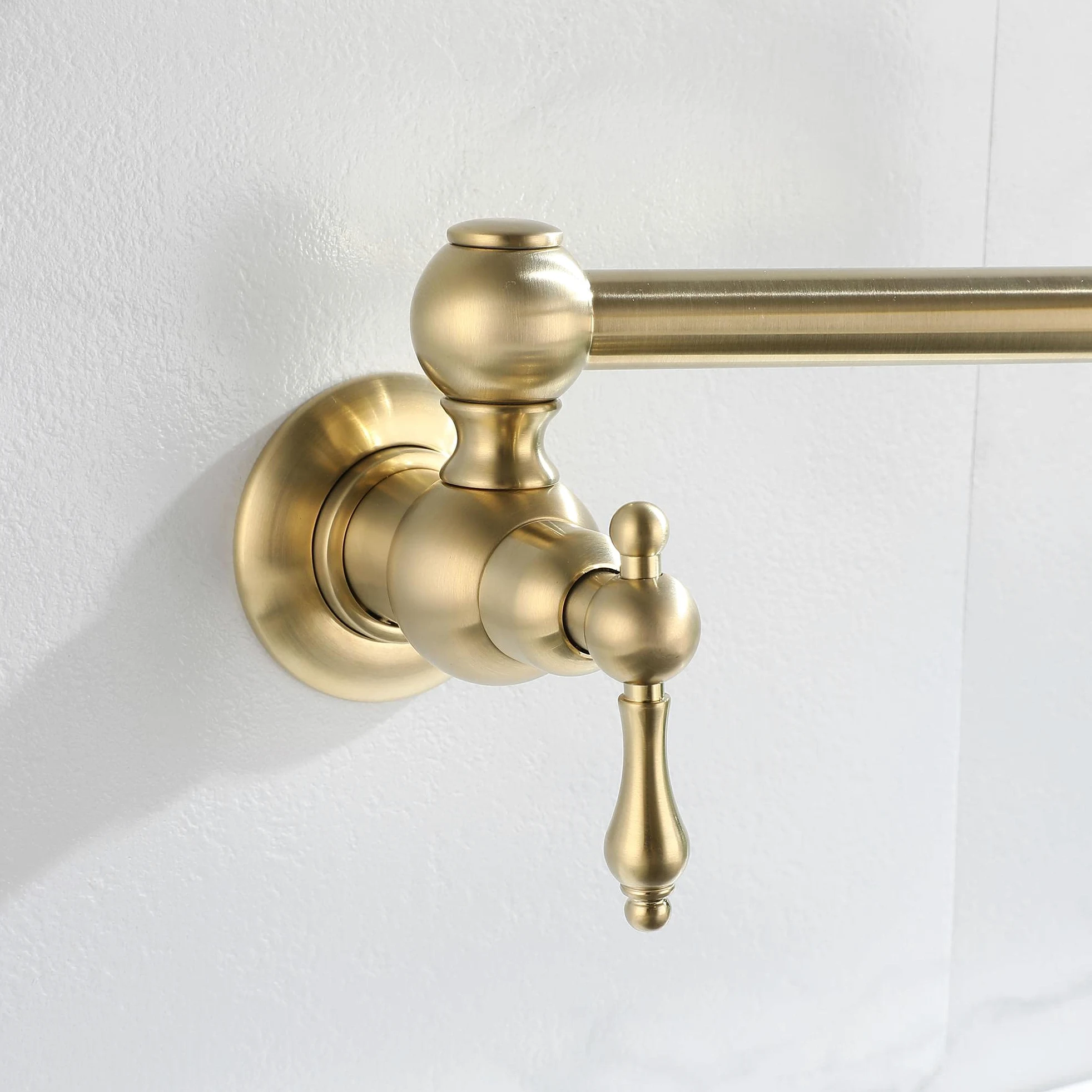 HomeLava Rubinetto da cucina a parete riempitore per pentole, Rubinetto a muro in ottone, 360° Girevole Rubinetto pieghevole estensibile doppio snodo, 2 Maniglie