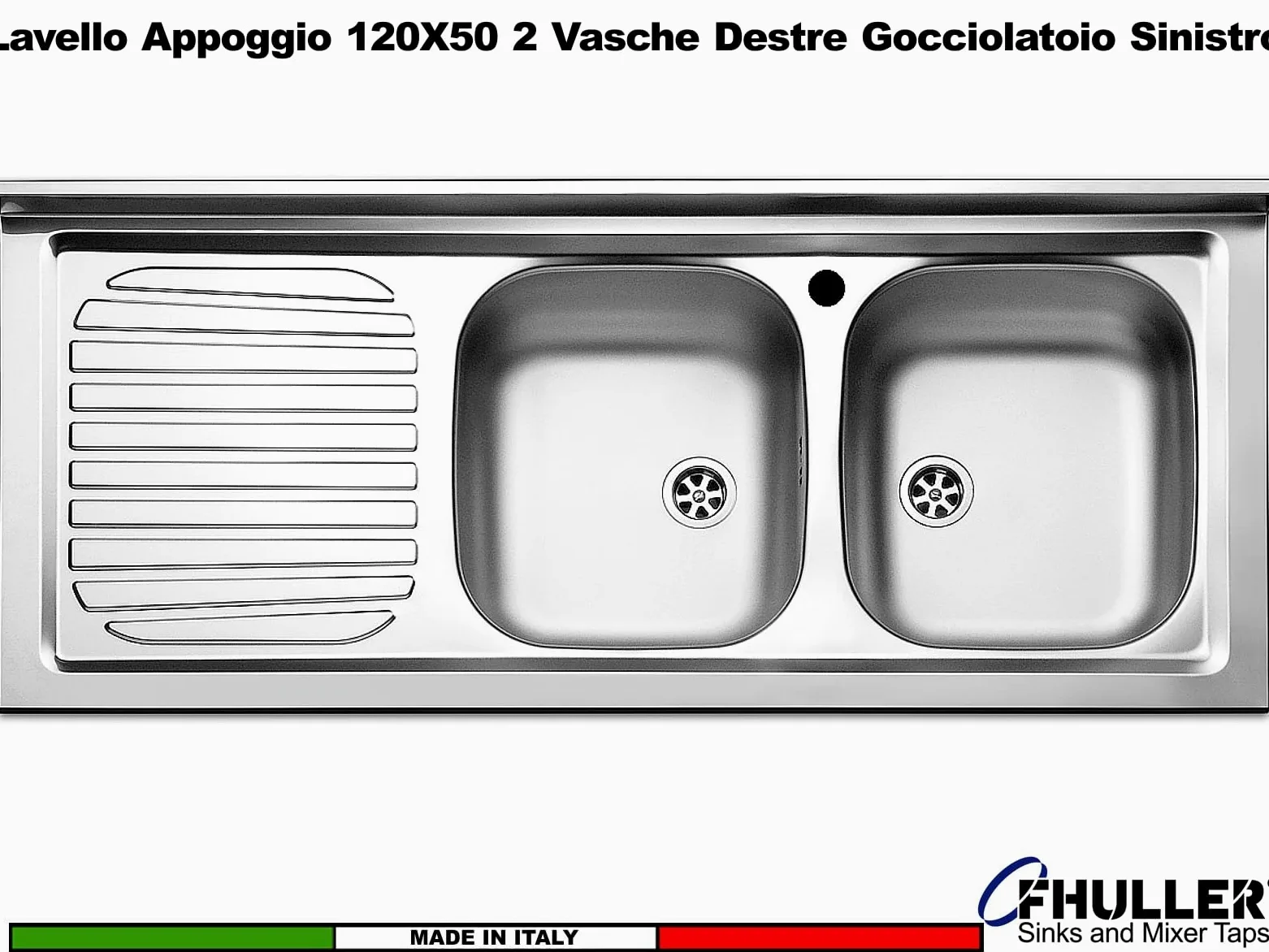 Lavello cucina appoggio Apell mod.Pisa acciaio Inox,cm.120x50, 2 vasche a destra