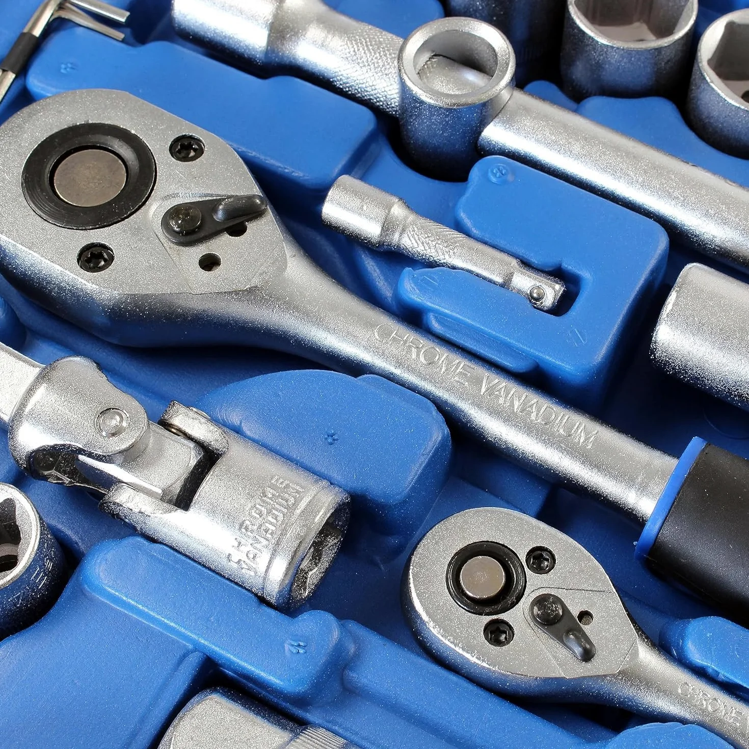 NLIGHTING Set Bussole Professionale 108 Pezzi con Cricchetto 1/4" e 1/2", Inserti Torx Allen Phillips, Bussole Corte e Lunghe, Valigetta Rigida Compatta, Kit Completo per Officina e Fai da Te