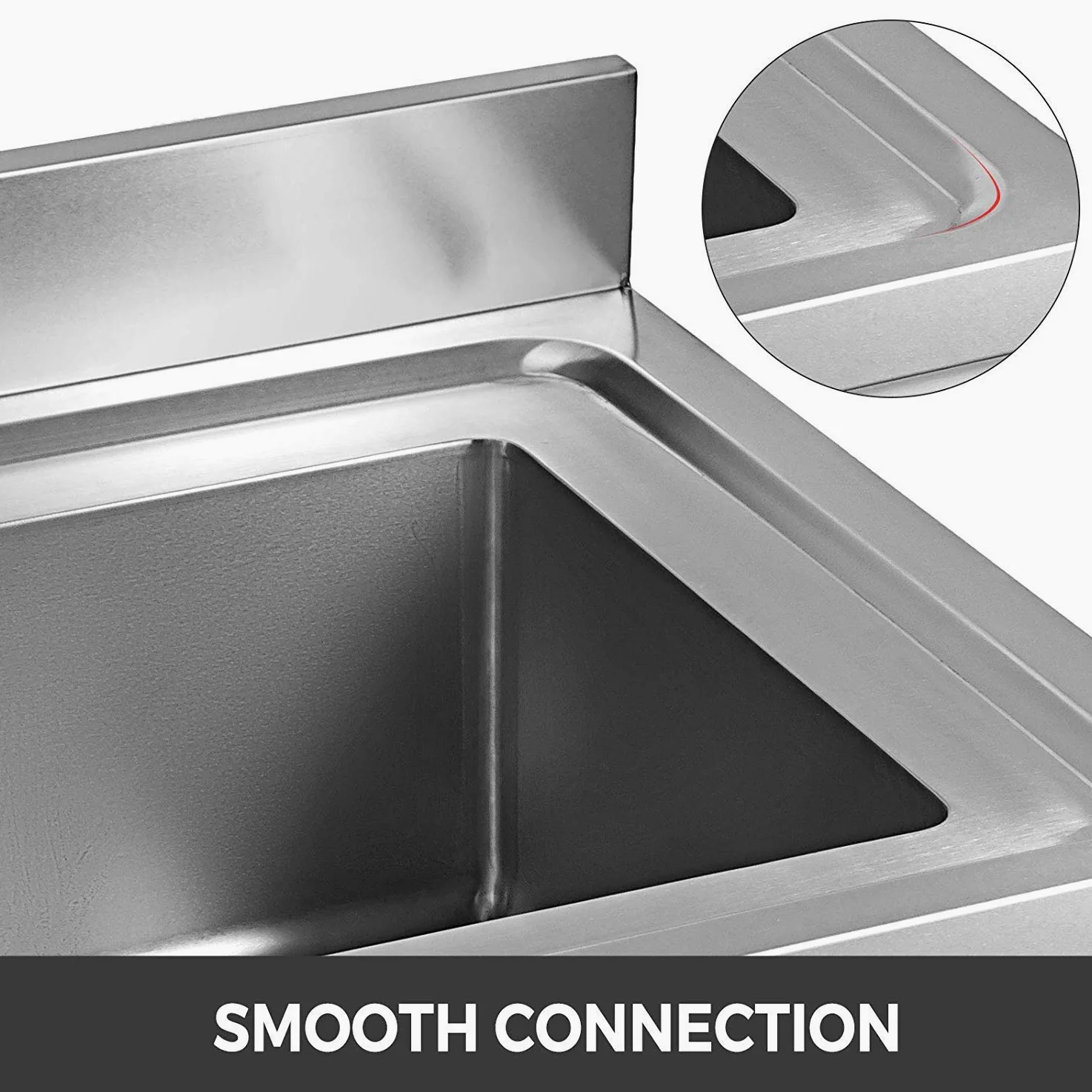 Lavello da Cucina in Acciaio Inox 100 x 60 x 83,5cm, Lavelli in Acciaio con Vasca 40 x 40 x 25cm, Lavello 1 Vasca 1 Pannello Inox 201, Lavello Cucina con Mobile per Casa Ristorante Bar Mensa