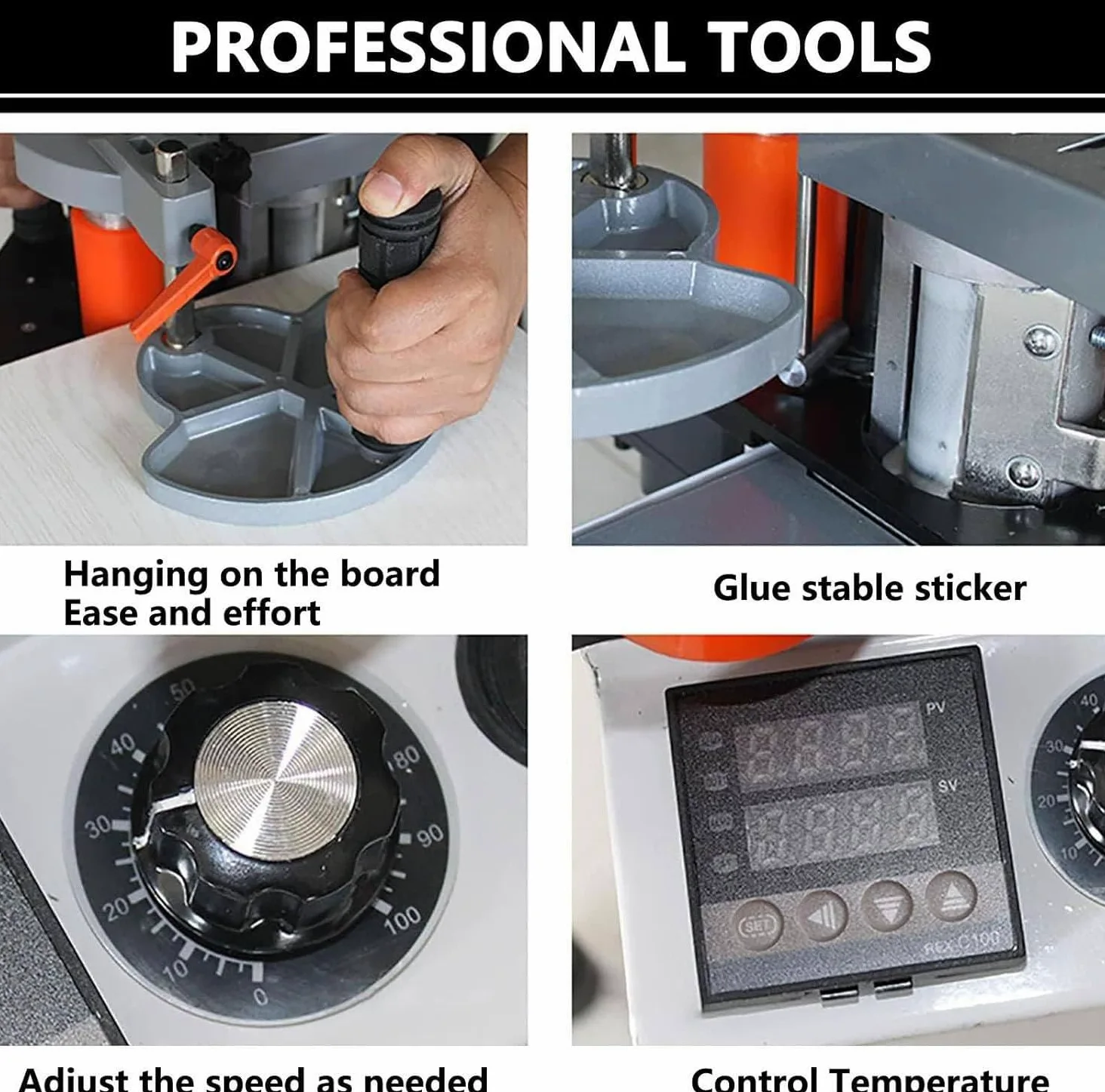 Incollatrice Manuale per Lavorazione del Legno,Bordatrice da Tavolo,Bordatrice Portatile,Bordatrice per Lavorazione del Legno,Larghezza 7-60 Mm Black