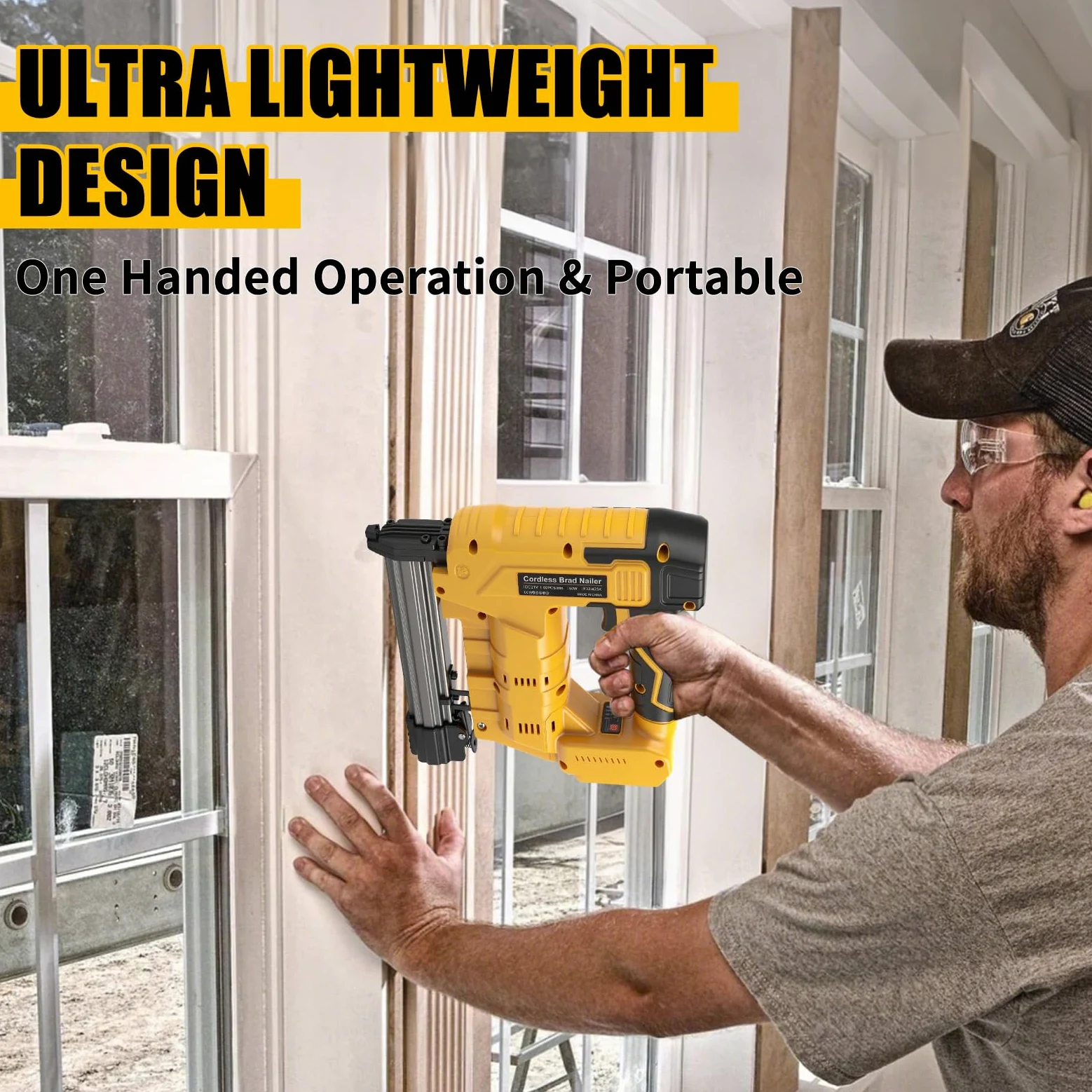 Pistola per unghie da 18 GA compatibile con batteria Dewalt da 20 V, chiodatrice elettrica senza fili 2 in 1, 500 chiodi e 500 graffette incluse per la lavorazione del legno fai da te (senza batteria)