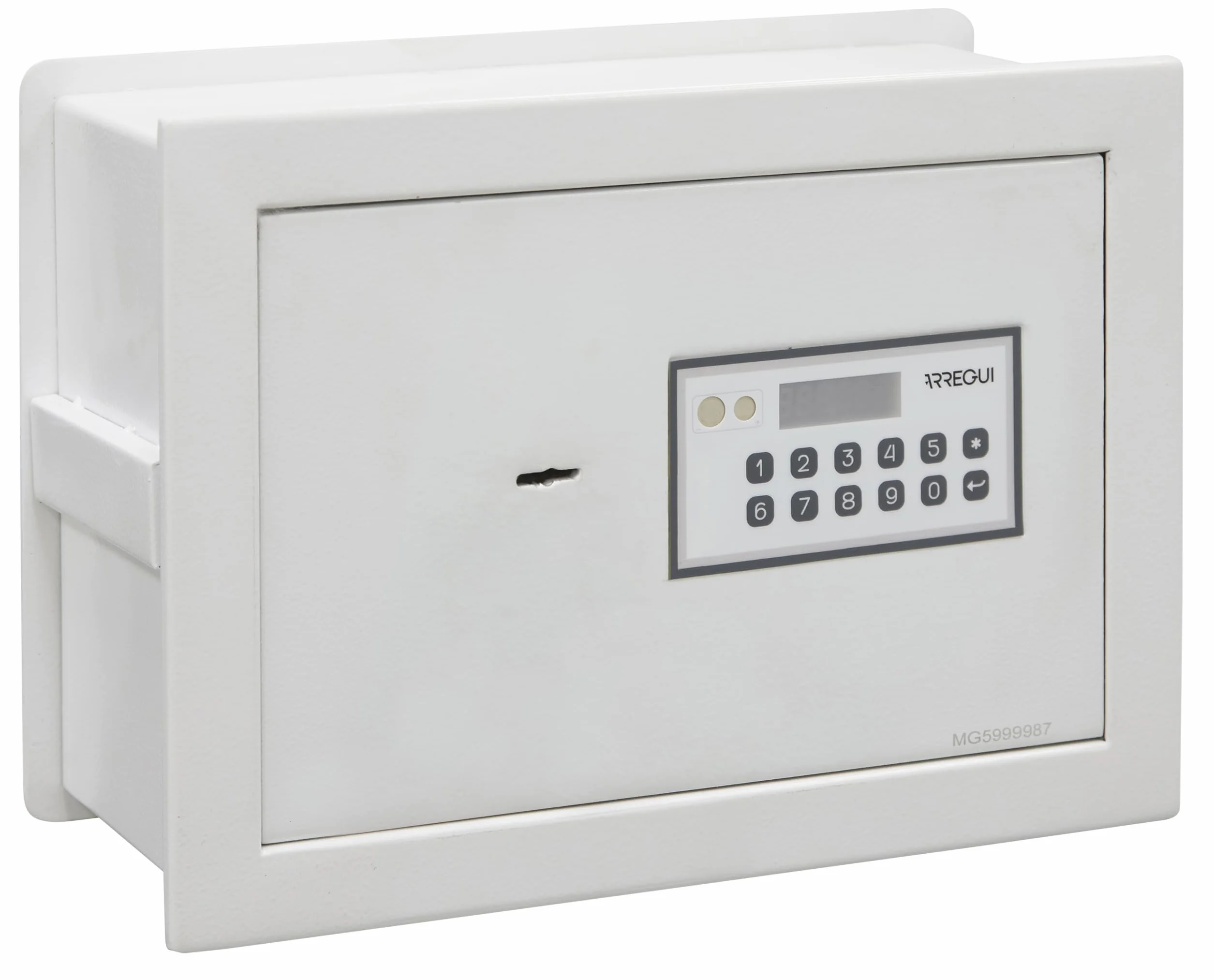 ARREGUI Magna 591020 Cassaforte da incasso con codice e chiave | Cassetta di sicurezza doppia con fondo estensibile per denaro | Cassaforte da parete elettronica per casa o ufficio | 26 x 36 x 15-25
