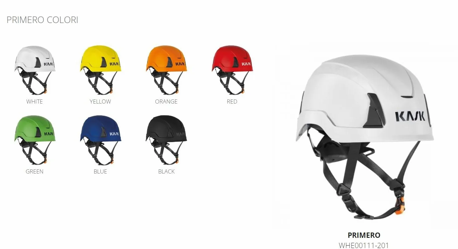 KASK elmetto di sicurezza modello PRIMERO EN 397 EN 50365 (Classe 0) colore BIANCO lavoro industria