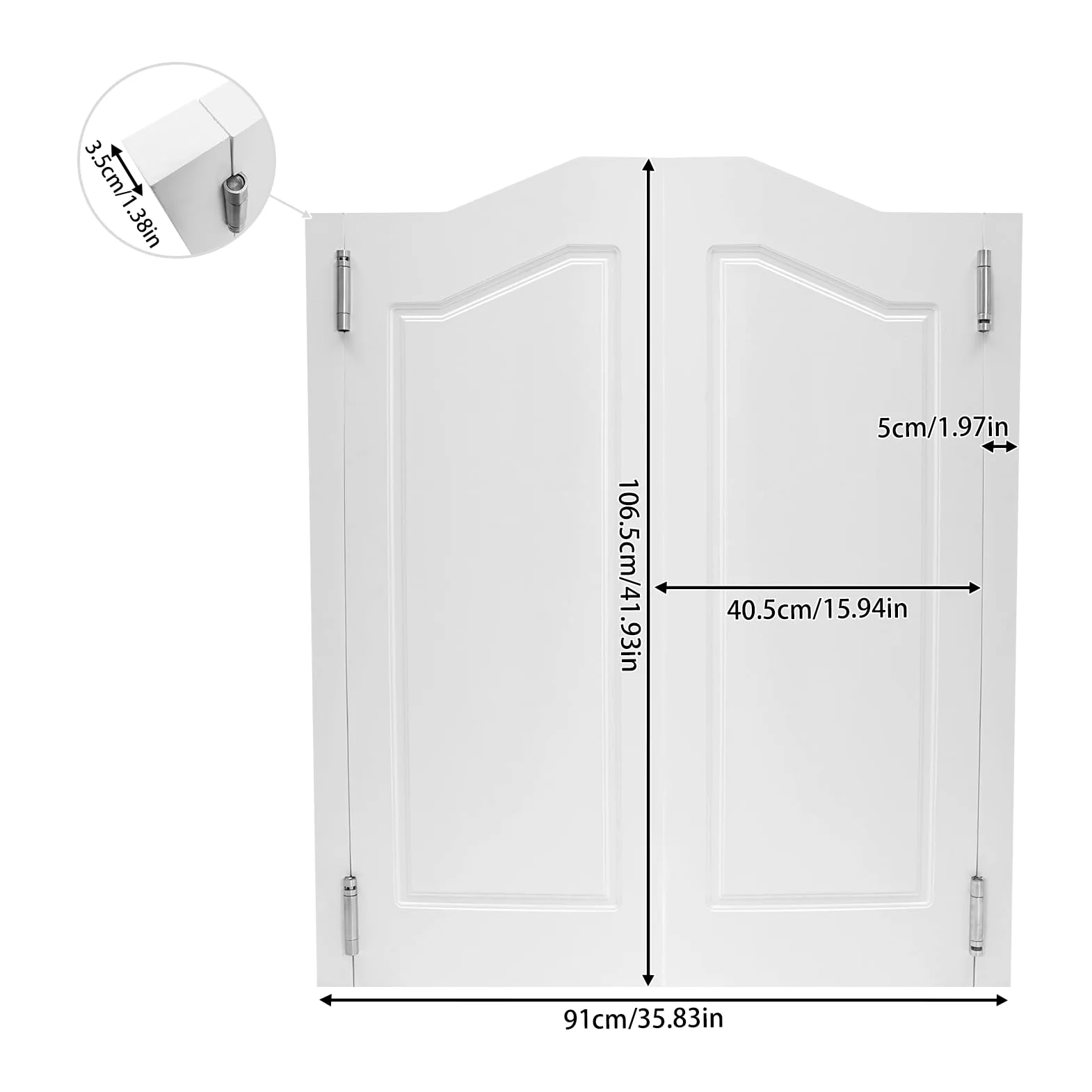 Porta a battente in legno, porta a battente, porta a battente in legno, porta a lamelle interna, 2 ante, 81 x 106,5 cm, spessore porta 3,5 cm, ideale per bar, giardino e salotti, con funzione di
