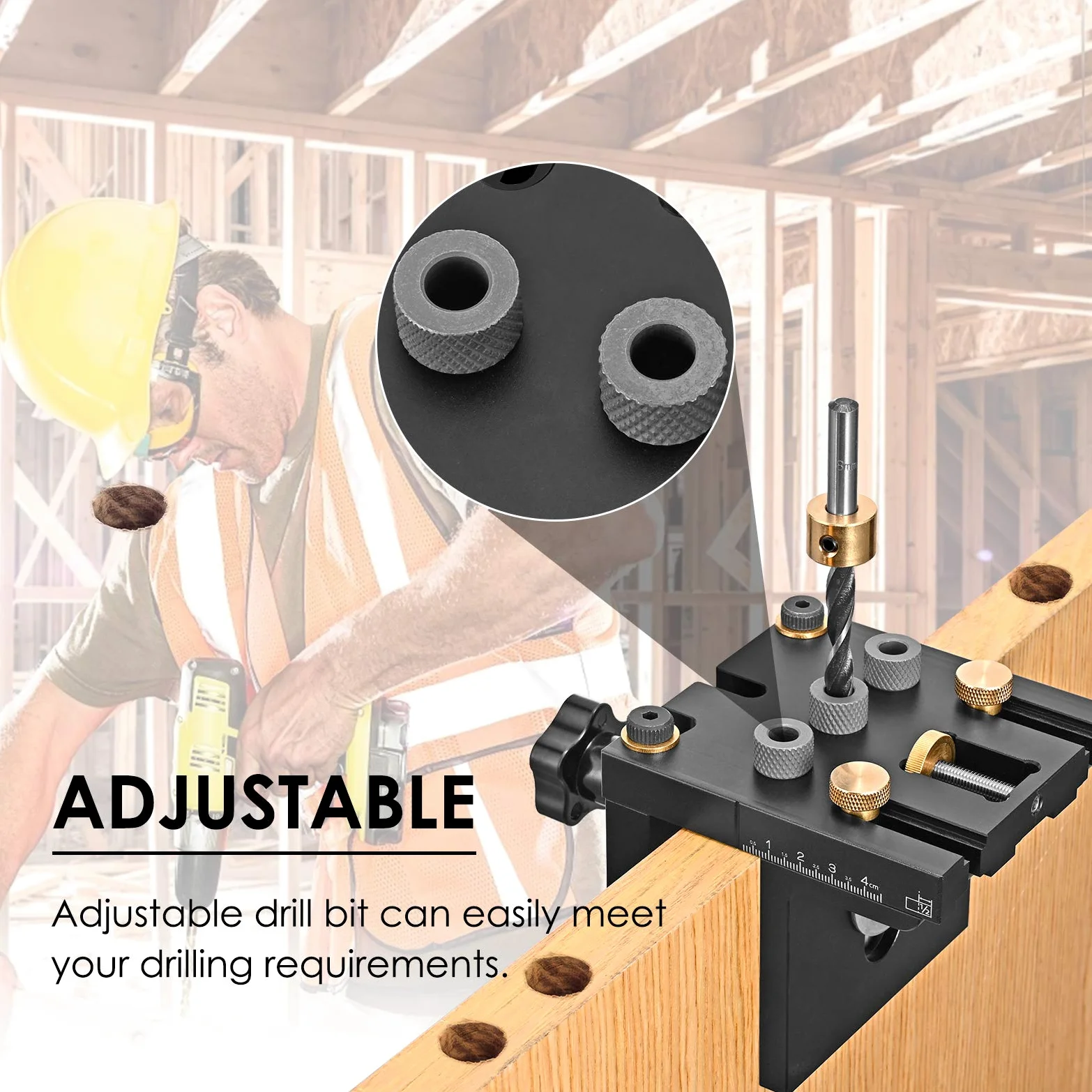 Dima per Fori a Tasca Kit di Dima per Spinatura Legno Guida di Foratura per Angolo Posizionatore Localizzatore di Fori Obliqui Carpentieri Guida di Perforazione Regolabile