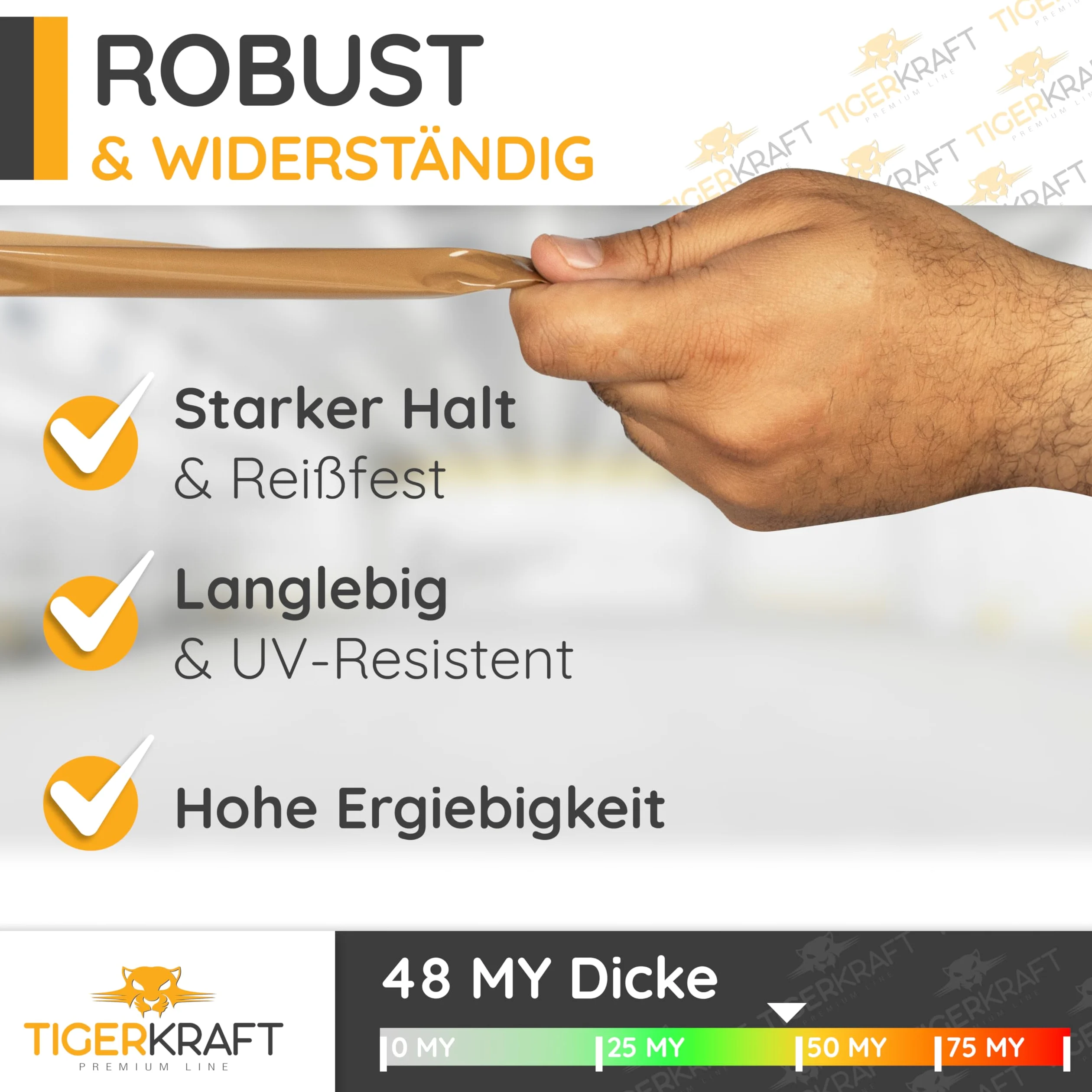 TIGERKRAFT – Nastro adesivo a basso rumore con avvolgitore – Nastro adesivo resistente ai raggi UV – Nastro adesivo ogni 48 mm x 66 m / 48 micron – Nastro per imballaggio per spedizione, magazzino,