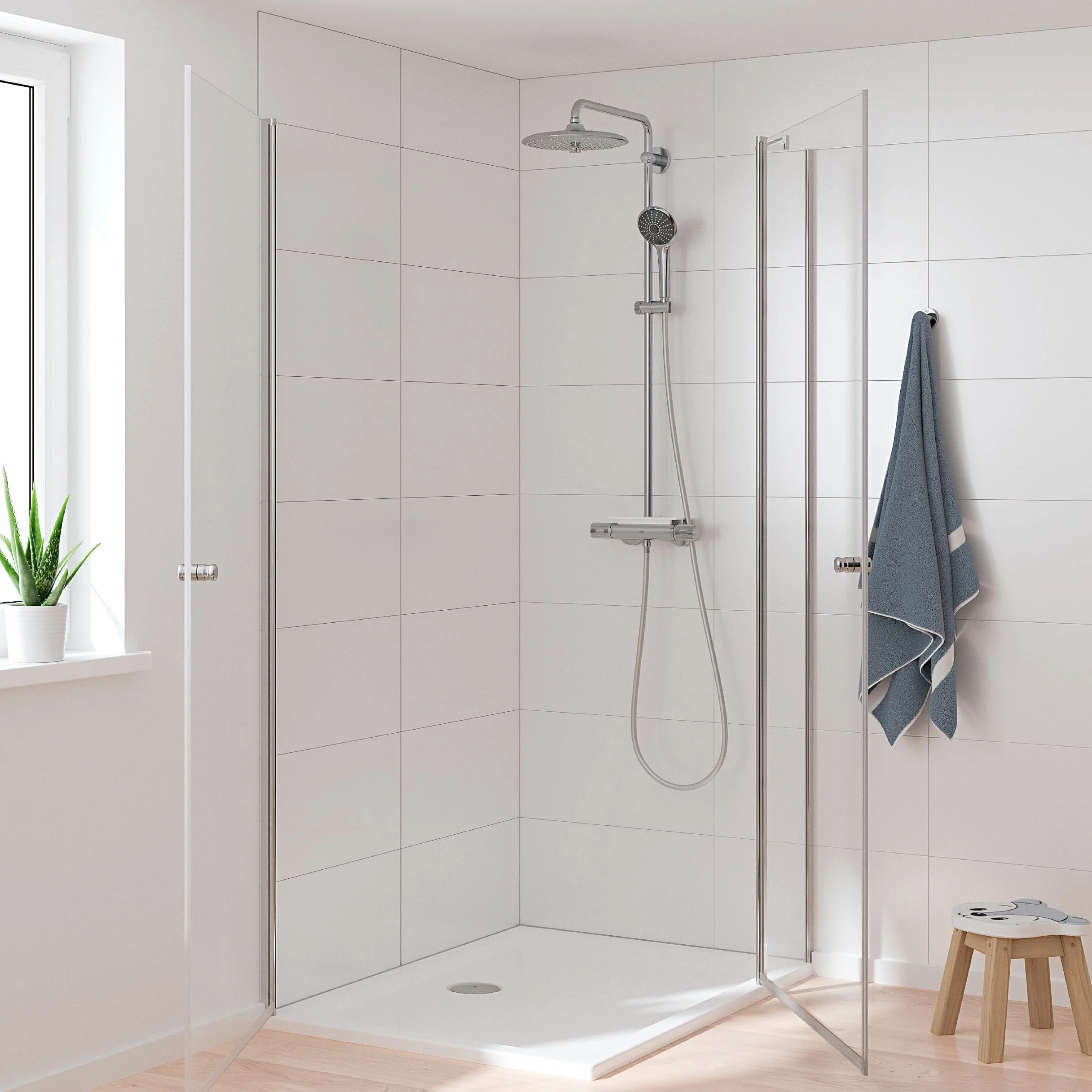 GROHE QUICKFIX | Vitalio Joy 260 | Sistema Doccia con Miscelatore Termostatico |Cromo | Con mensola porta oggetti | ‎26403002