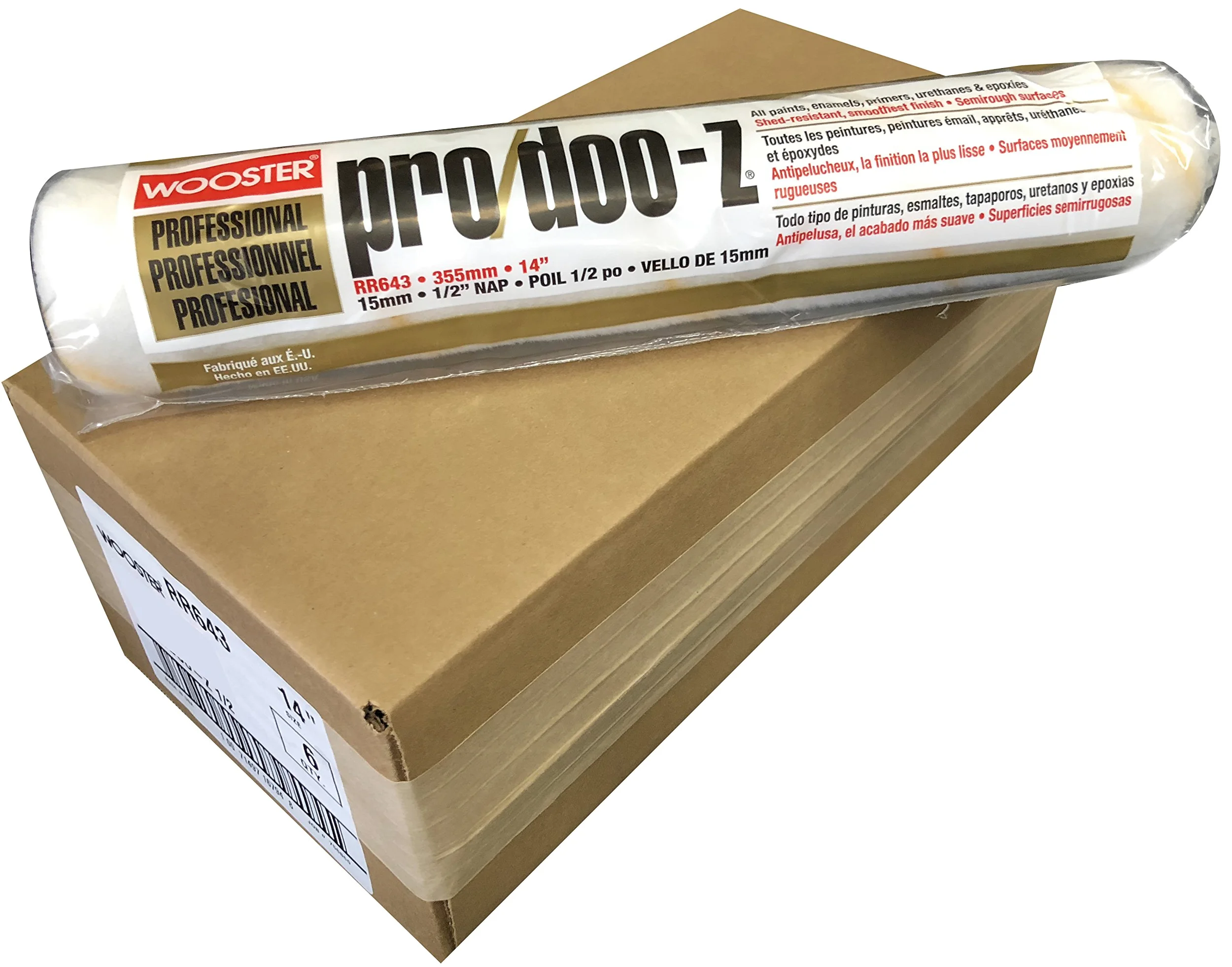 Wooster Brush RR643 – 14 Pro/doo-z roller cover 1/5,1 cm nap, 35,6 cm – Confezione da 6