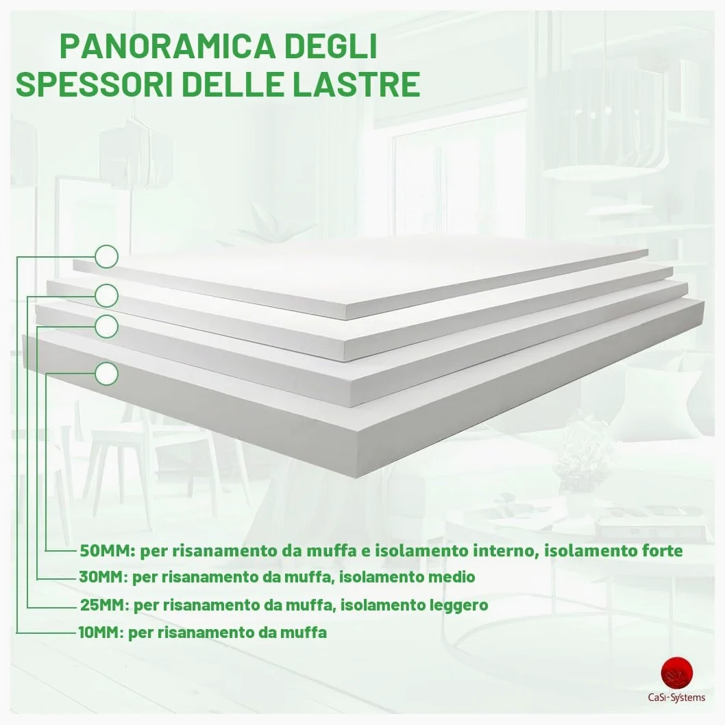 Pannello climatico pre-intonacabile da 25mm in silicato di calcio, antimuffa, per interni, cantina, ambienti umidi, risparmio energetico e isolamento, Set per 12,2 m²