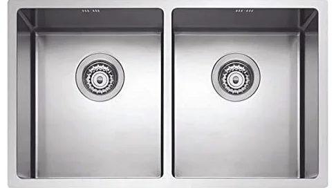 Lavello cucina Plados SL7420 in acciaio inox satinato a due vasche per installazione Sottotop