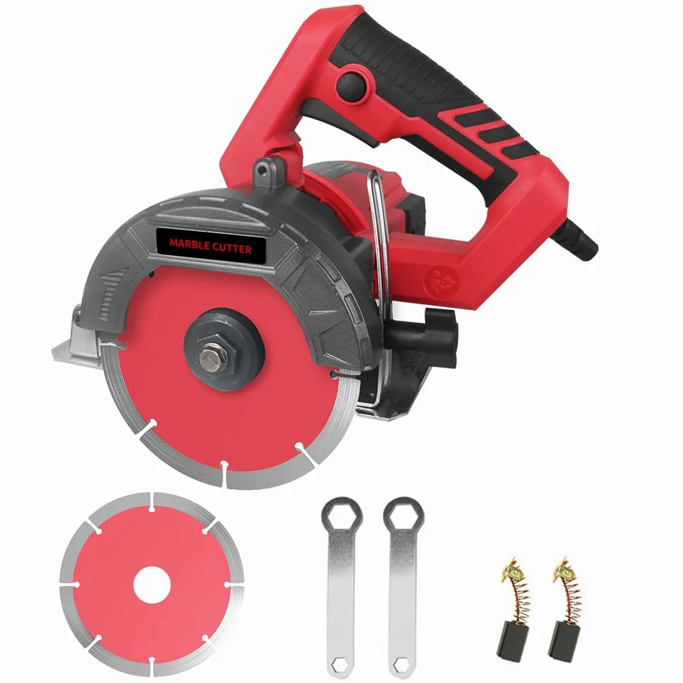 Tagliapiastrelle Hancaner Sega da taglio a secco, 1400 Watt, incl. disco da taglio ad alta resistenza, 12800 giri/min e 0-45 gradi, per marmo, piastrelle, ceramica, legno, PVC