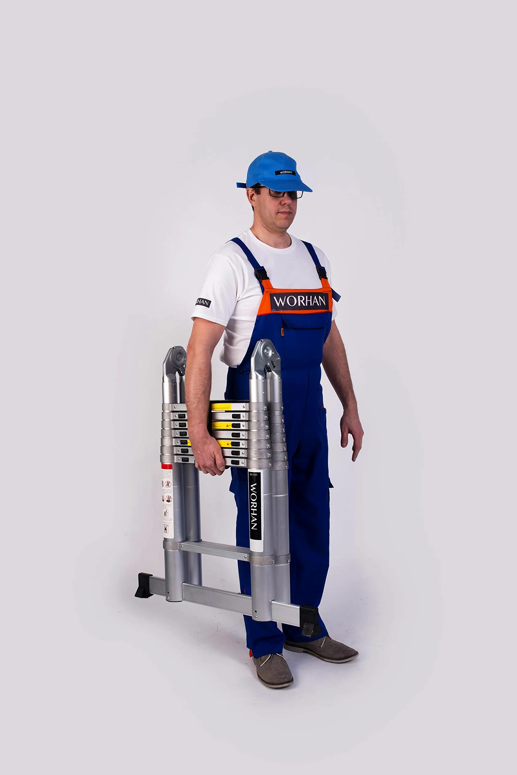 Scala Con Anelli in Alluminio 5.0m Alu Doppia Telescopica Estensibile di Transporto Multiposizione Pieghevole Multifunzione Multiuso in Alluminio AK5+bag