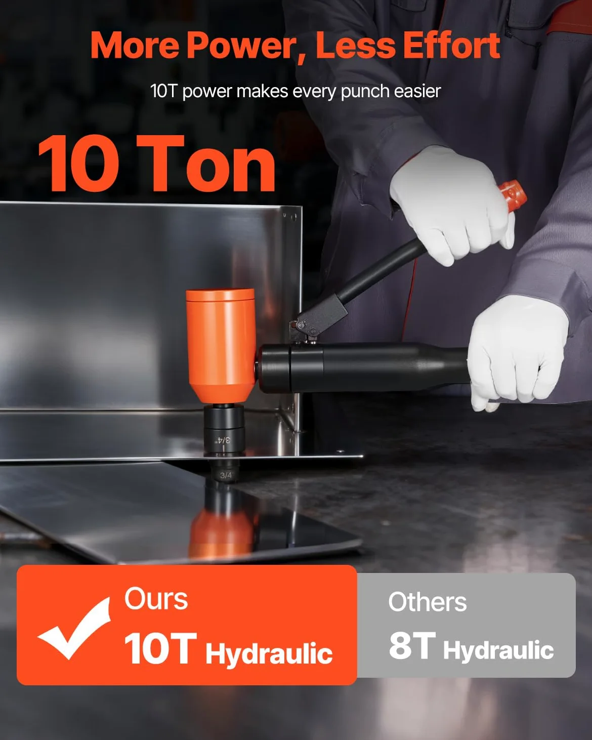 VEVOR Kit di Perforazione Manuale, Set di Punzoni Idraulici da 10 T Kit di Utensili KO per Realizzazione di Fori 1,27 a 5,08 cm con 6 Matrici per Armadi in Metallo, Controllo e Quadri Elettrici