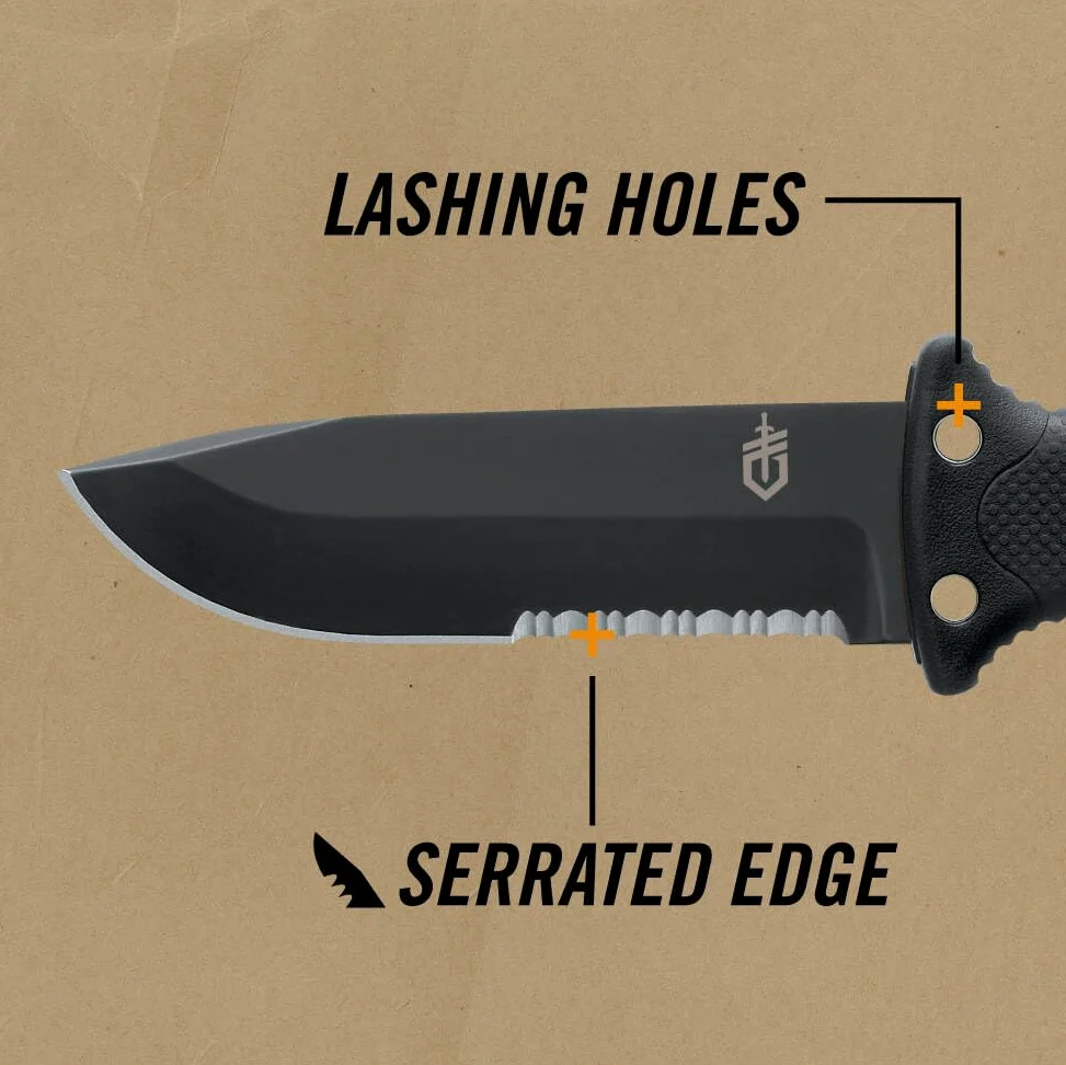 Gerber Coltello da sopravvivenza parzialmente seghettato e fodero da coscia