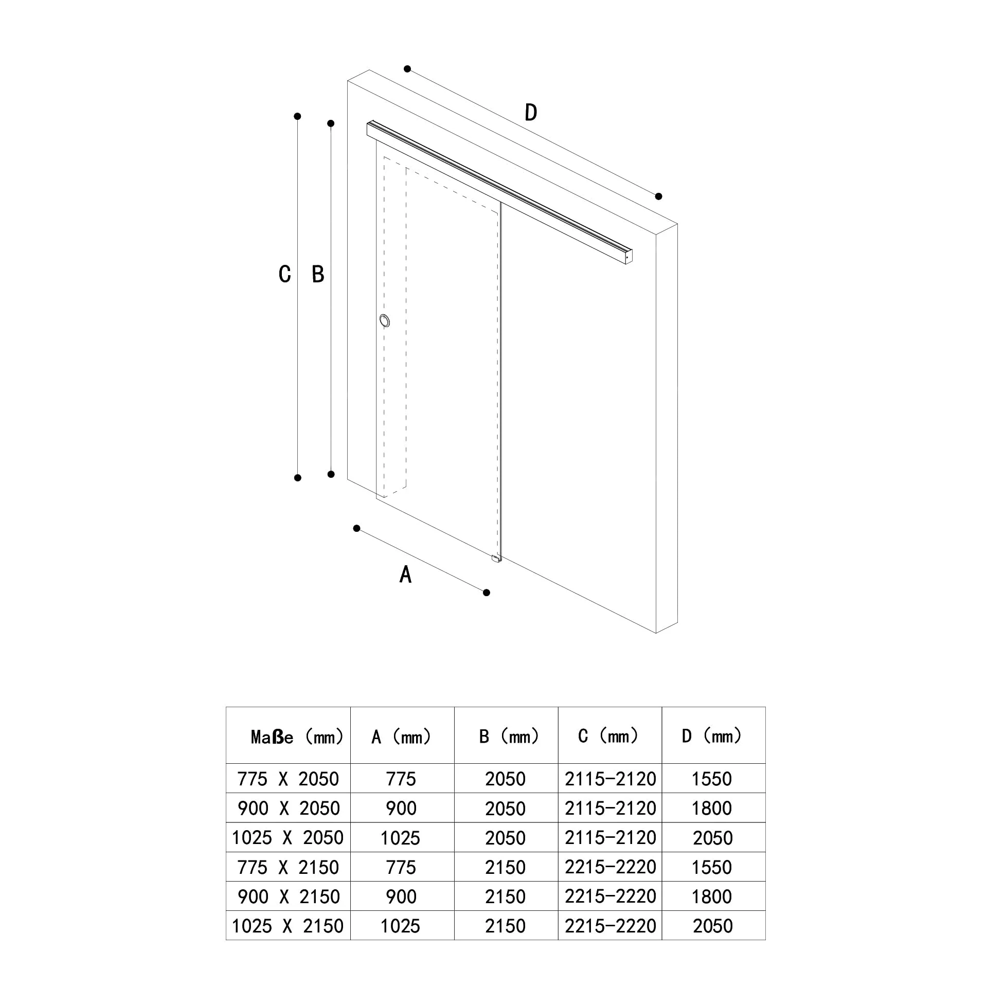 doporro Porta Scorrevole in Vetro 102.5x215cm, Porta Scorrevole in Vetro Satinato 8mm con Binario e Maniglia Per Asta per Bagno Cucina Studio Ufficio, Nero, Amalfi-plus 14H