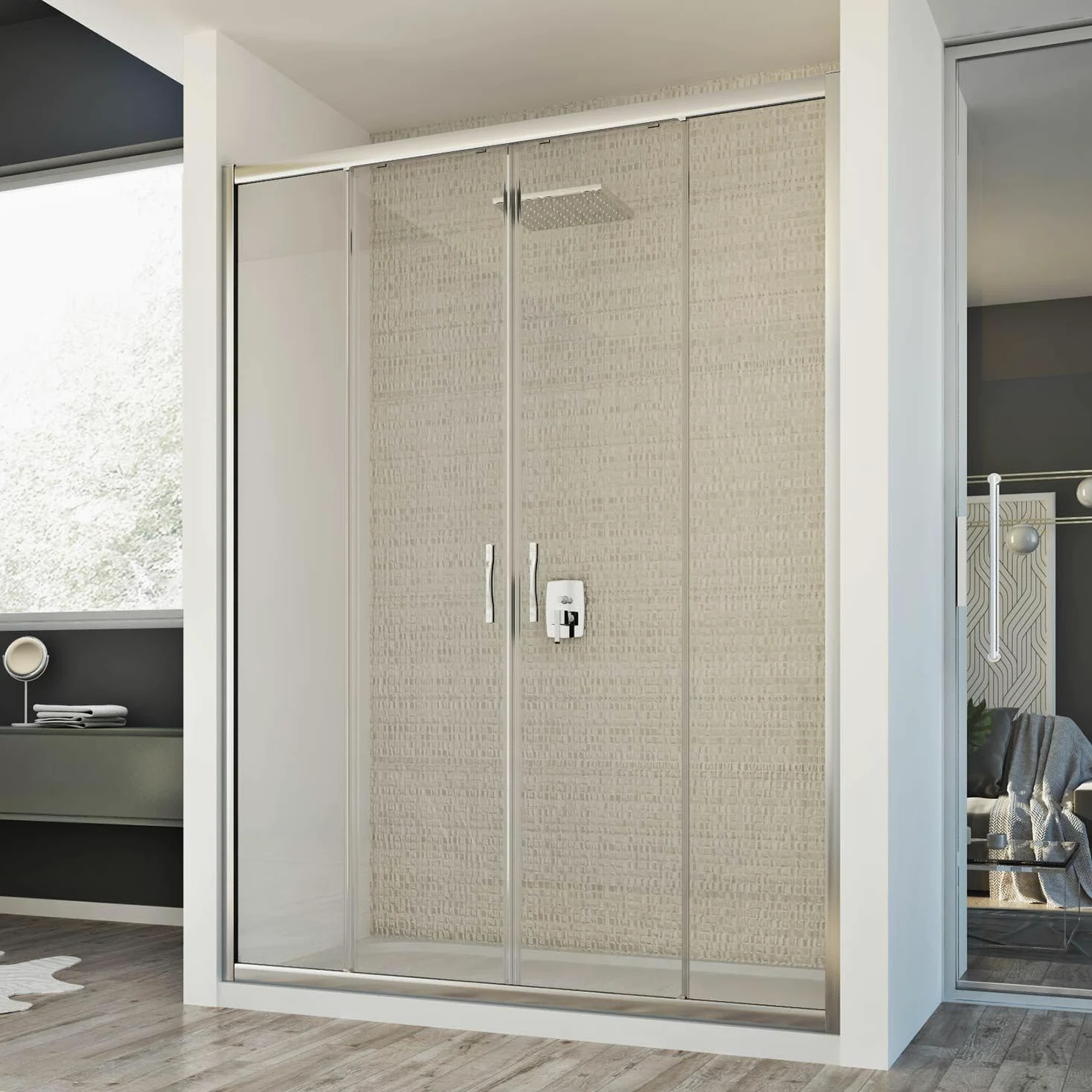Porta Doccia 150CM H198 Trasparente mod. Young 2 Ante