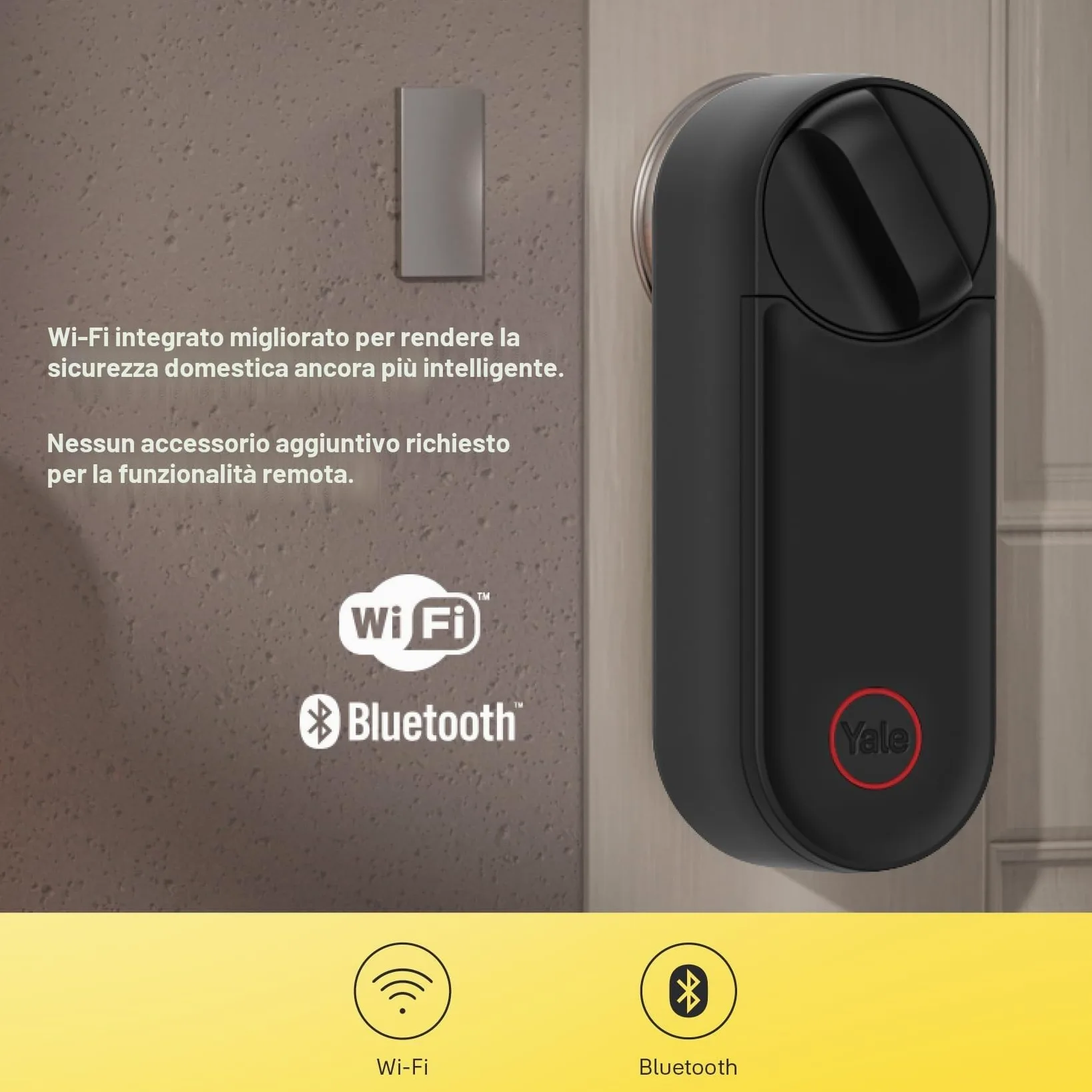 Yale Serratura Smart Linus L2 05/103210/MB Nero, accesso senza chiave, Installazione fai da te, Blocco/sblocco da remoto, Wi-Fi integrato, Compatibile con Matter, Controllo via App p Yale Home