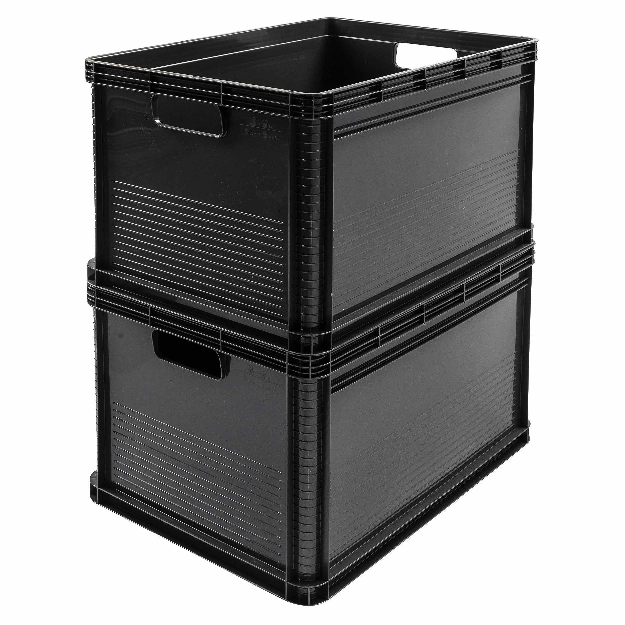 keeeper Robusta Cassetta da Trasporto, Resistente agli Acidi e Adatta per Alimenti, 60 x 40 x 32 cm, 64 L, Robert, Grigio Grafite, 3 Pezzi, 3 x 64 l