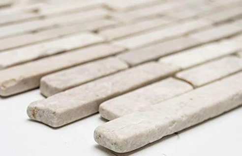 Piastrelle a mosaico in marmo naturale, beige chiaro, Brick Biancone MOS40-0105