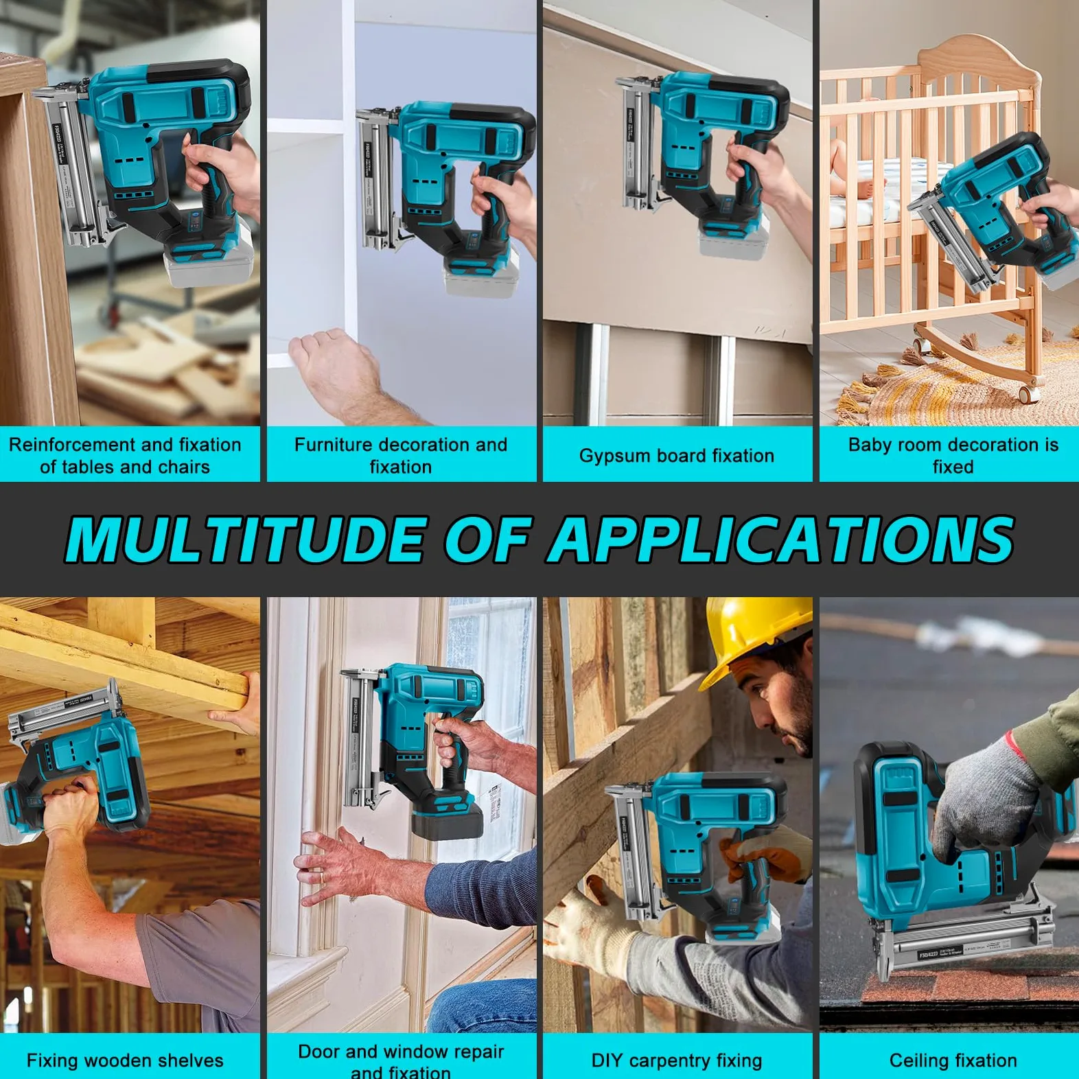 Set di chiodi a batteria 18GA compatibile con Makita 18V 2 in 1, pistola per chiodi/graffettatrice senza spazzole, con 500 chiodi e 500 graffette, per hobbisti, fai da te, lavorazione del legno