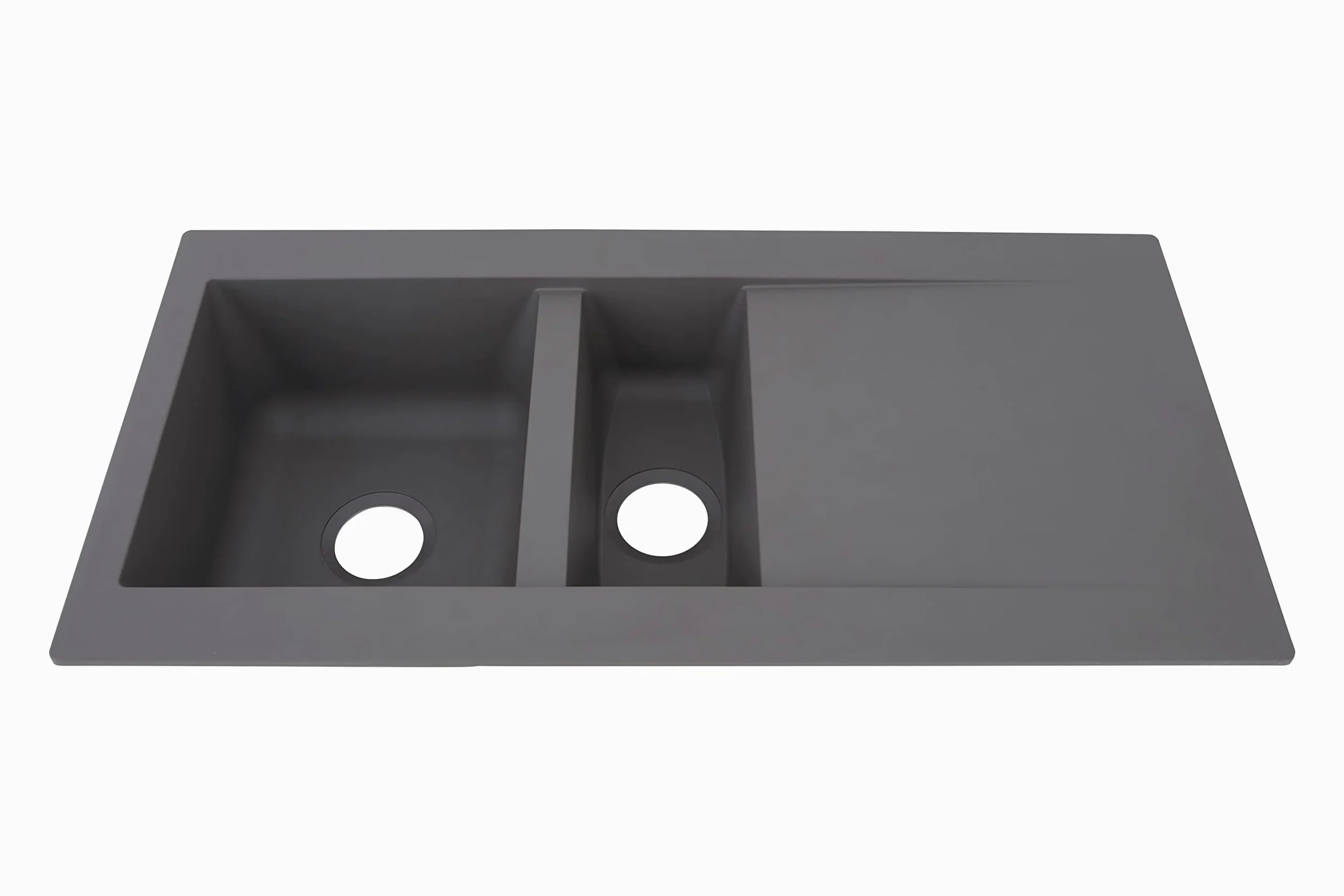 Respekta Lavello da Cucina Denver in Mineralite Color Grigio Cemento, Lavello da Incasso a 1,5 vasche, dimensioni 100 x 50 cm, Lavello Adatto per Mobili Sottolavello da 60 cm di Larghezza
