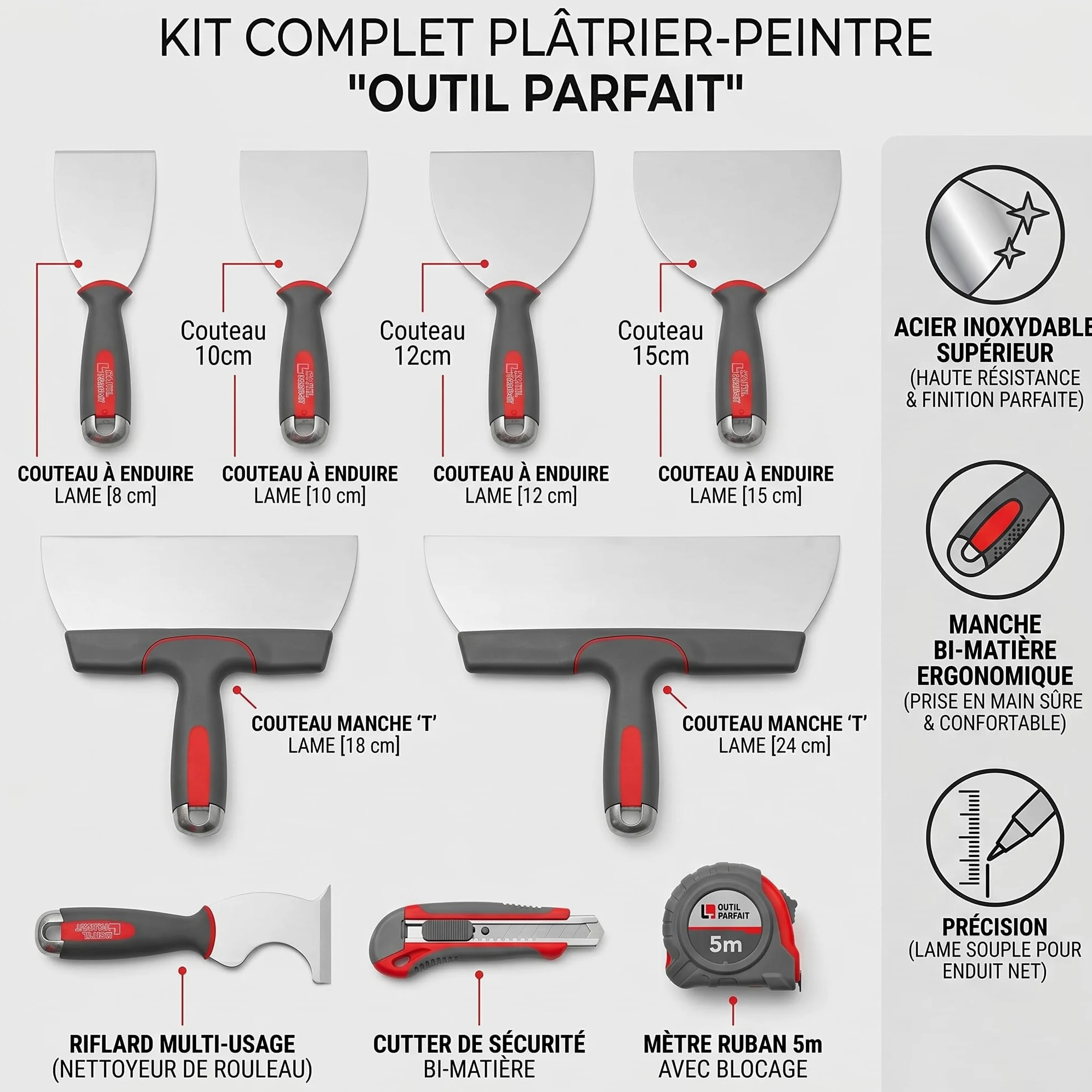 Valise de 8 pièces L'Outil Parfait ParfaitLiss lissage manuel