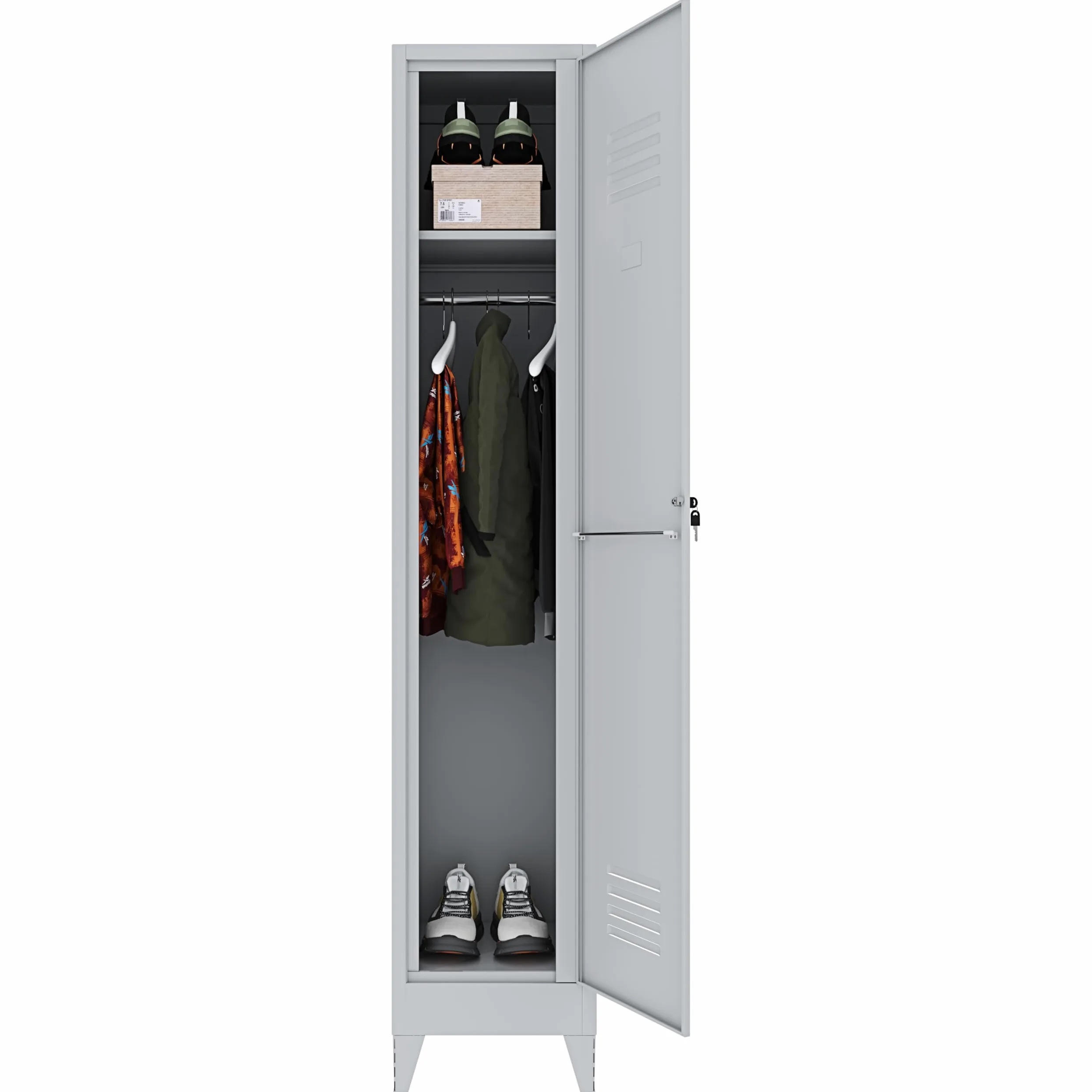Armadietto Spogliatoio Armadio 1 Anta Slim Sporco Pulito In Lamiera Di Acciaio Salvaspazio Con Chiave Ripiano Appendiabiti Porta Cartellino Per Interno Lavoro Piscina Casa 180 x 34 x 36 Cm Grigio