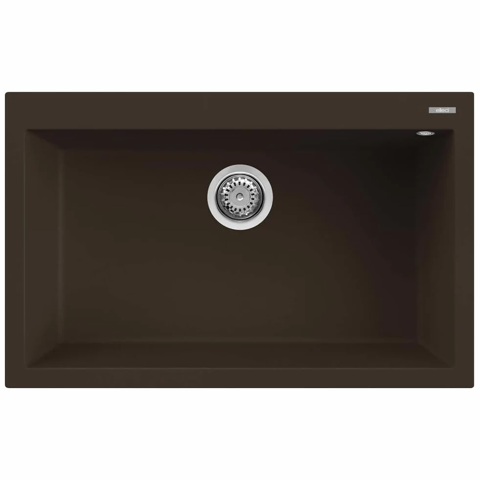 Elleci Lavello Incasso Quadra 130 Sopratop 1 Vasca 79×50 Espresso Marrone Granitek LGQ13078