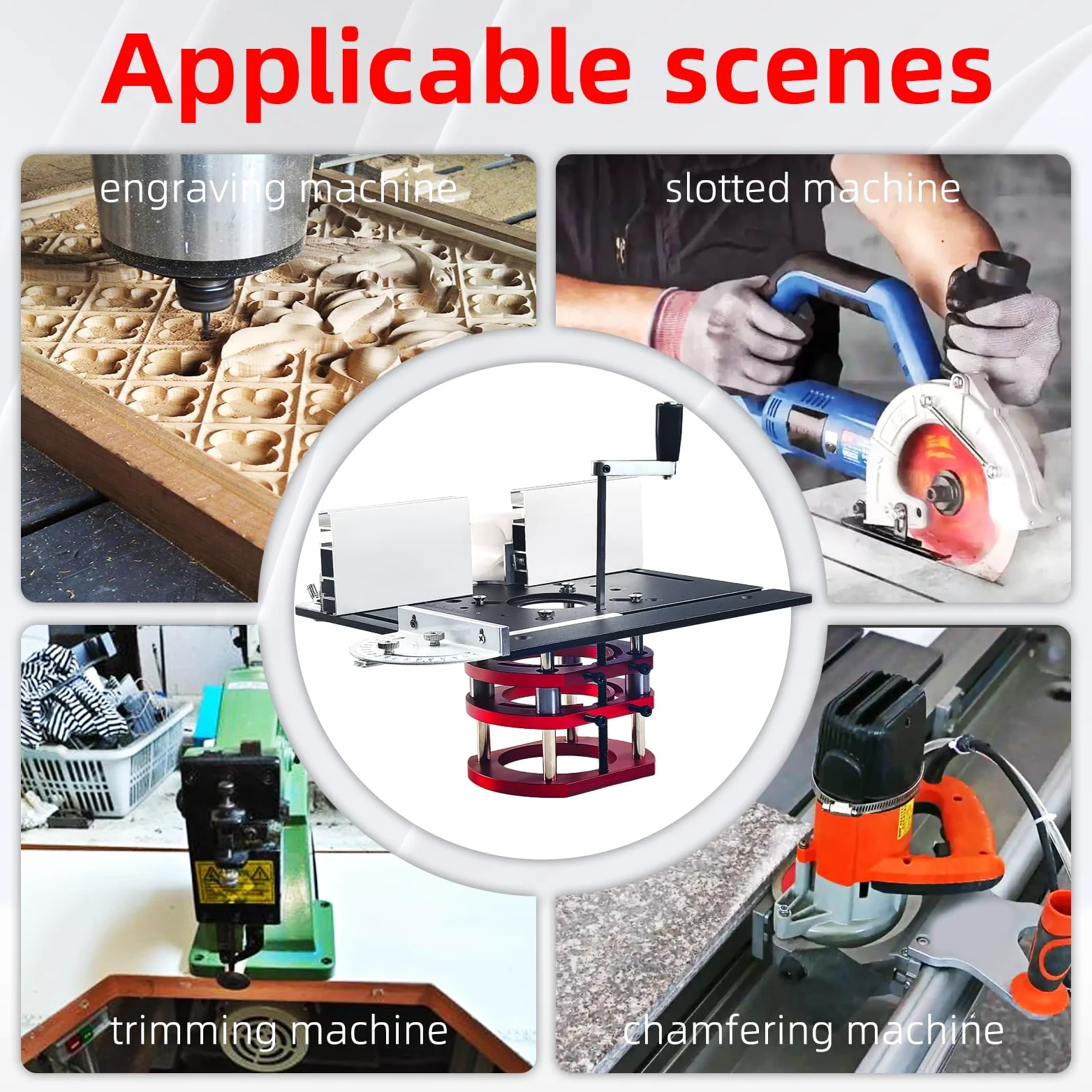 Flylin Sollevatore per fresatrice con piastra superiore, piastra in alluminio e kit di sollevamento per fresatrice, sistema di sollevamento di precisione per lavorazione del legno, scanalatura