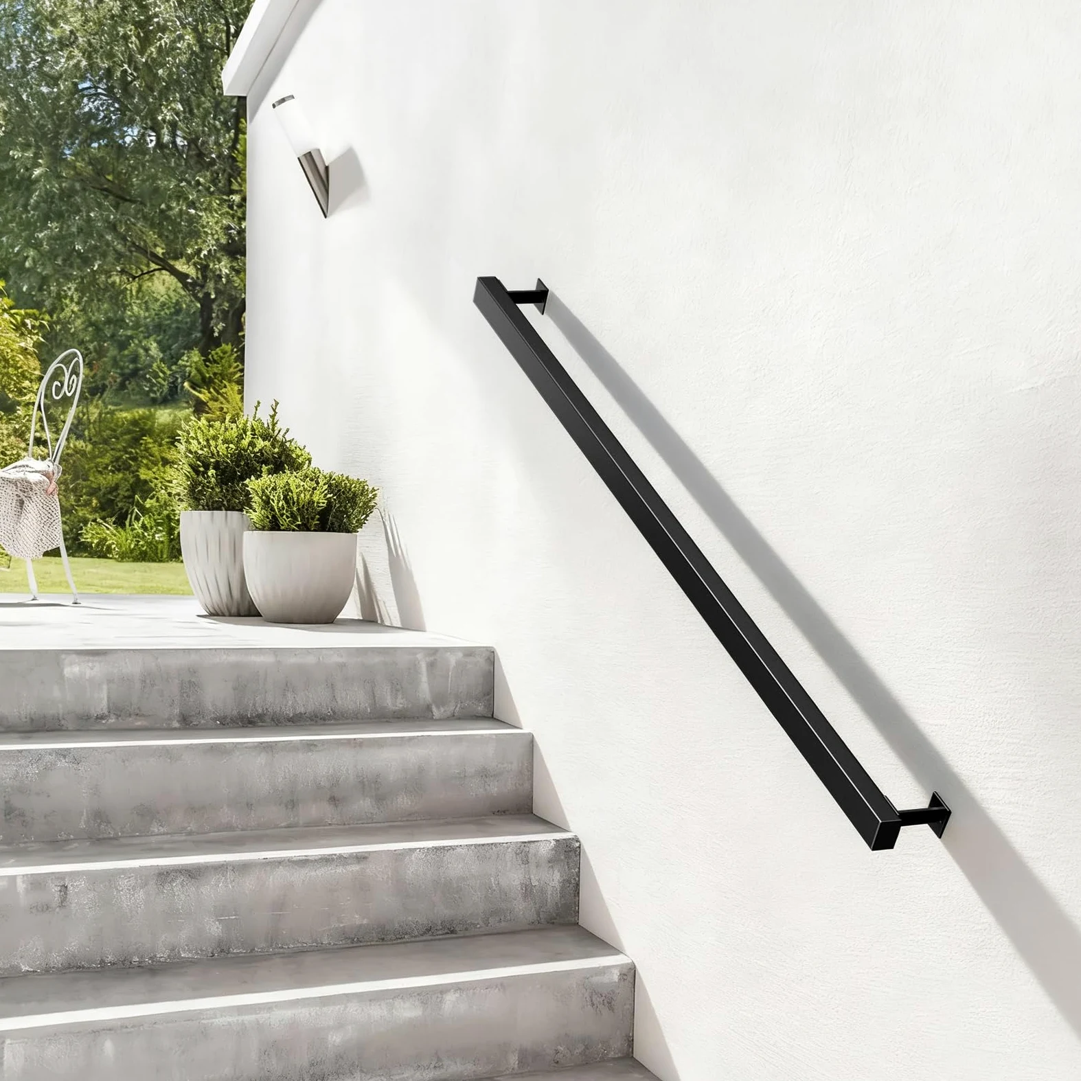 Passamano per Scale Interne, Corrimano Nero in Metallo, Combinati Liberamente, Ringhiera per Scale Interne per Scale, Soffitta, Villa, 300cm