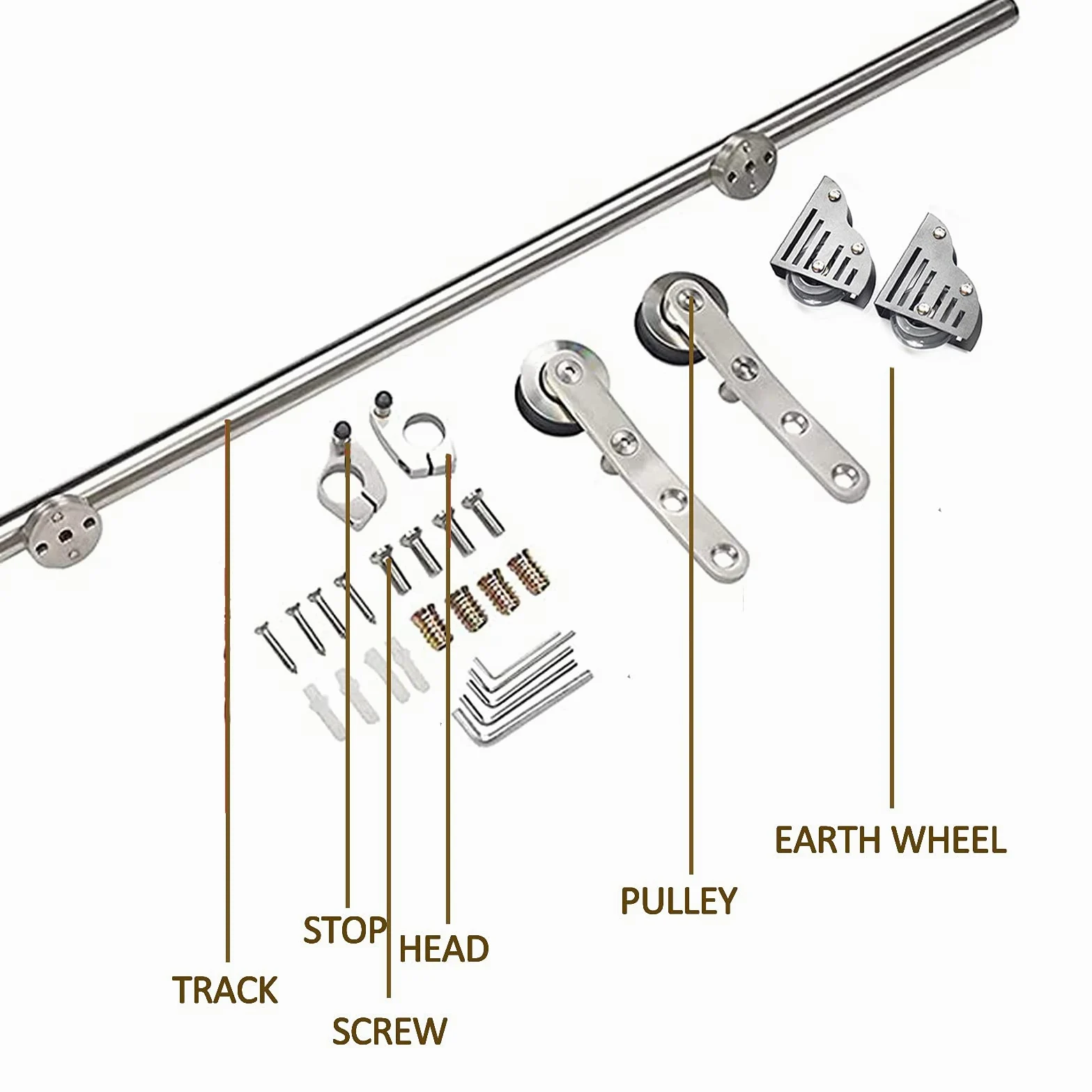Scaletta Rolling Track Set completo Hardwar 6.6ft-13ft, inox Tubo rotondo Ladder Mobile Scala Scorrimento fienile per Biblioteca/Loft/Home/Indoor/BookStor, ruote a rulli da pavimento (nessuna scala)