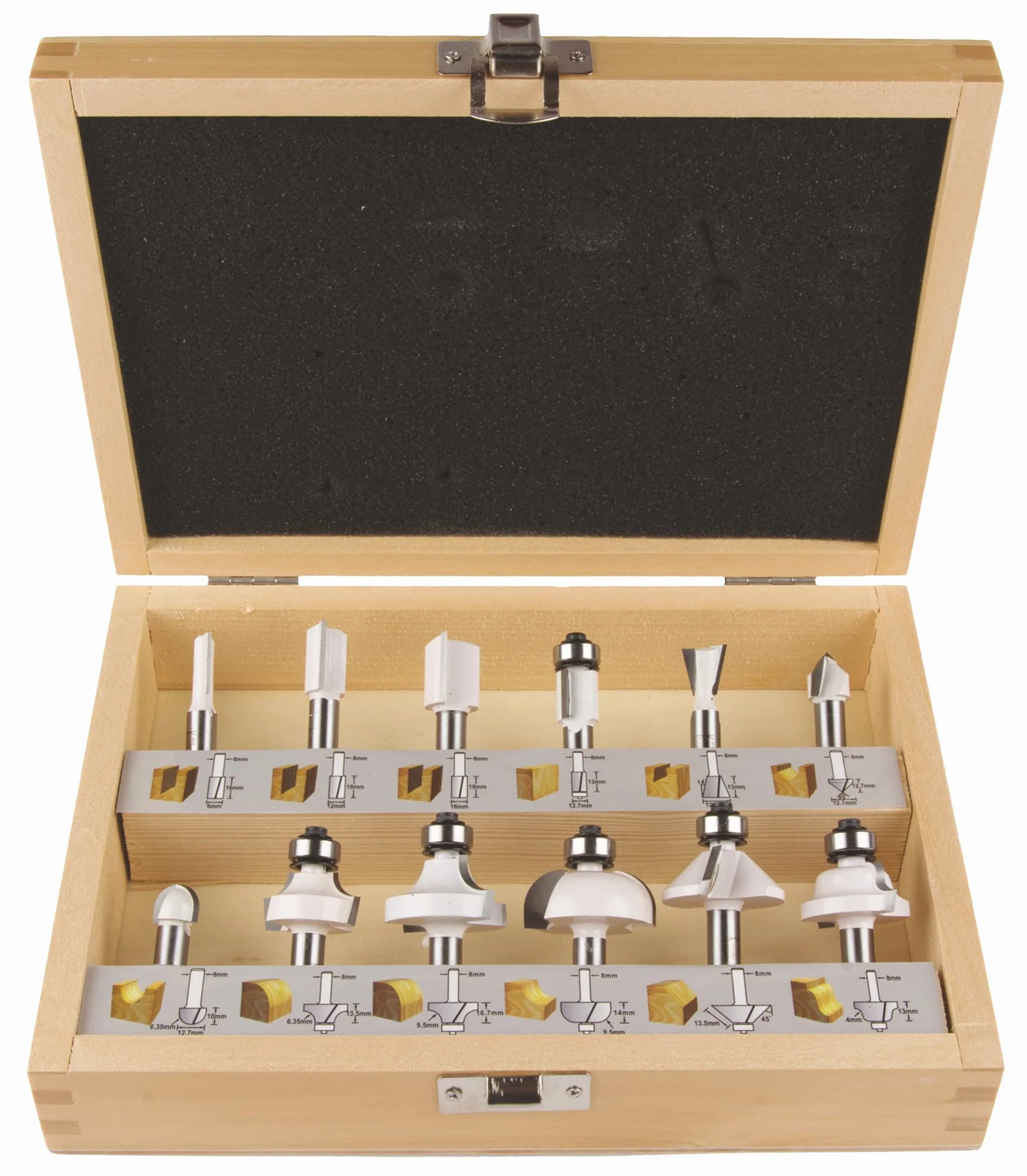 Makita D-53556 Set di frese, 8 mm, 12 pezzi