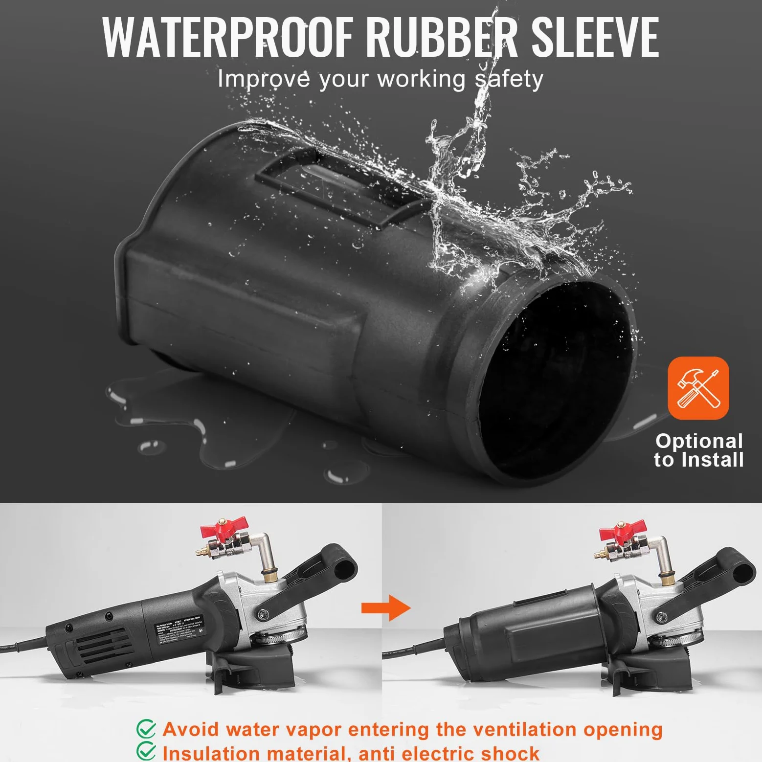 VEVOR Lucidatrice a Umido 800 W, Lucidatrice per Calcestruzzo da 100 mm 6 Velocità Regolabile 7 Tamponi per Lucidatura 1000-4000 giri/min, Interruttore GFCI, per Marmo, Pietra, Roccia, Piastrelle